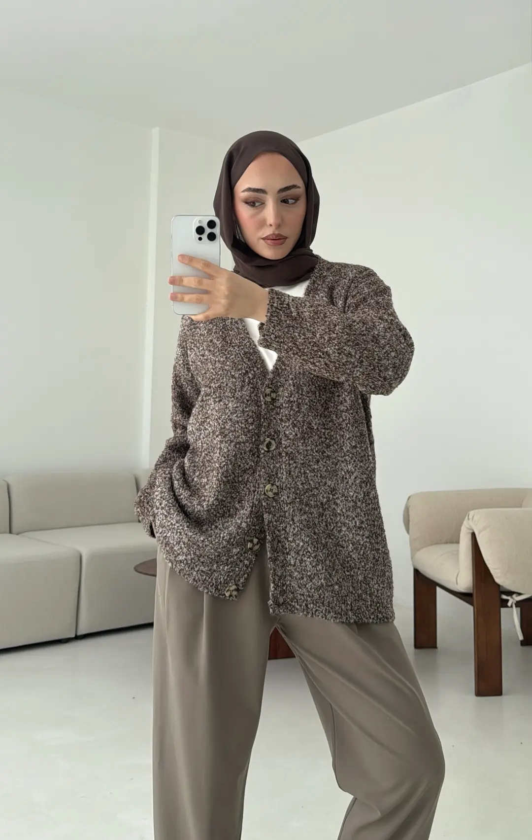 Kahve Benekli Hırka - Görsel 2