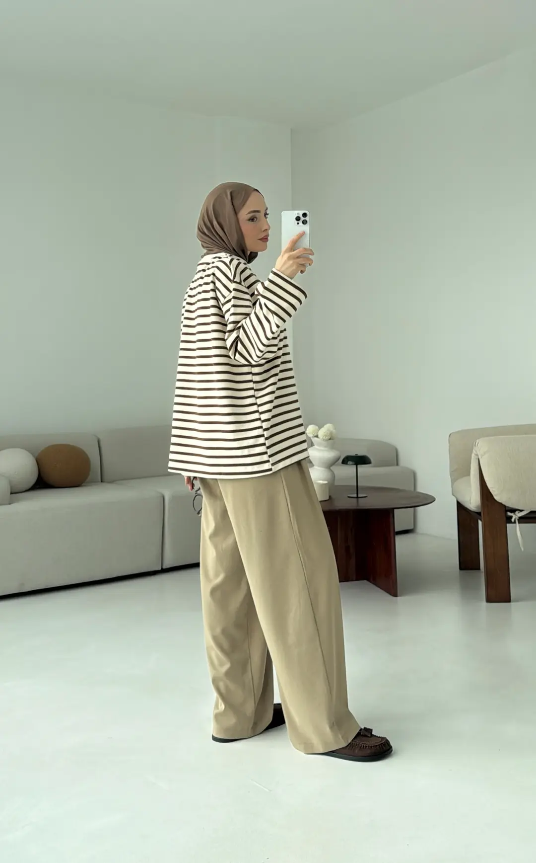 Kahve Çizgili Sweat - Görsel 7