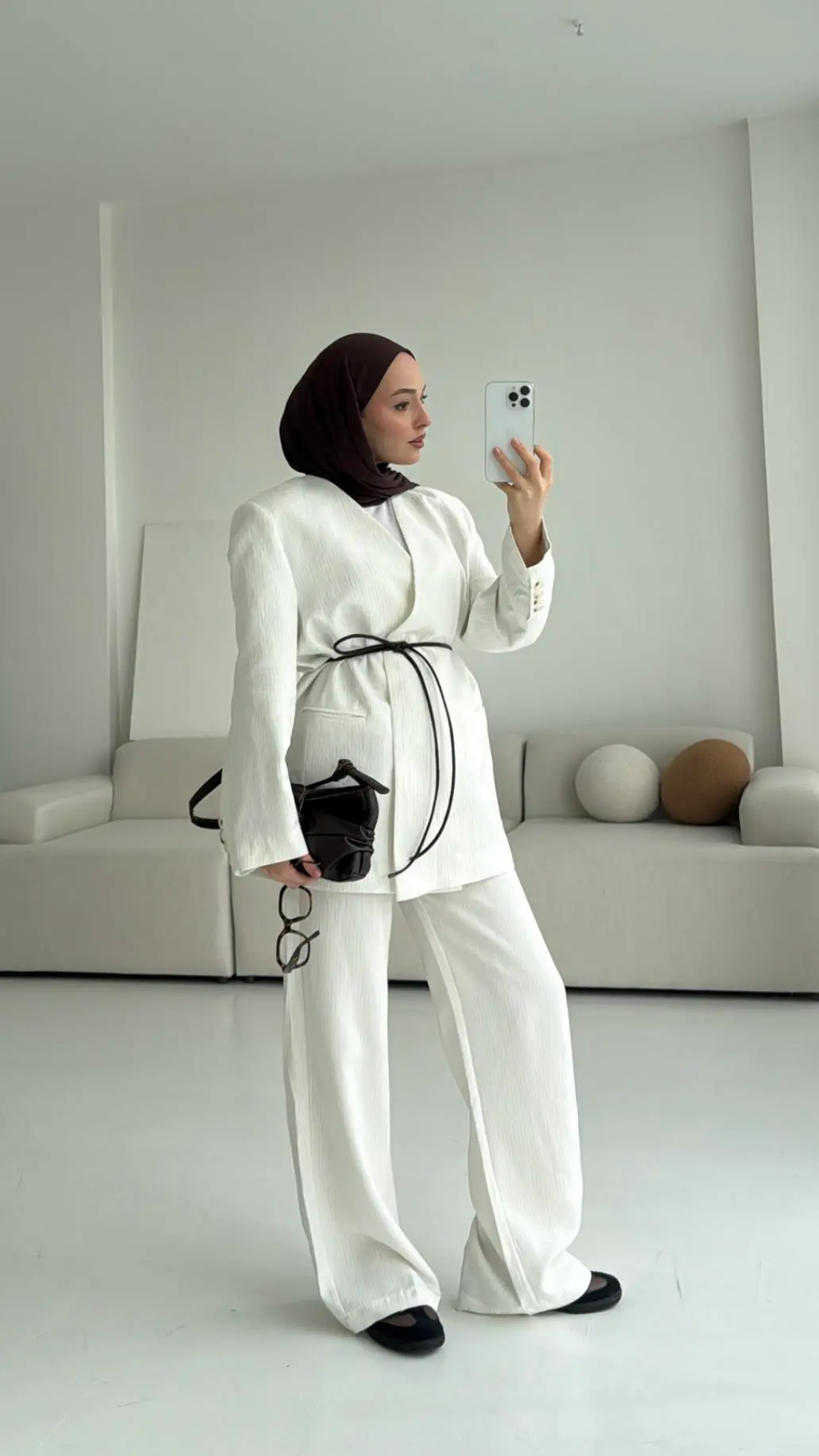 Kahve Deri Kemerli Takım