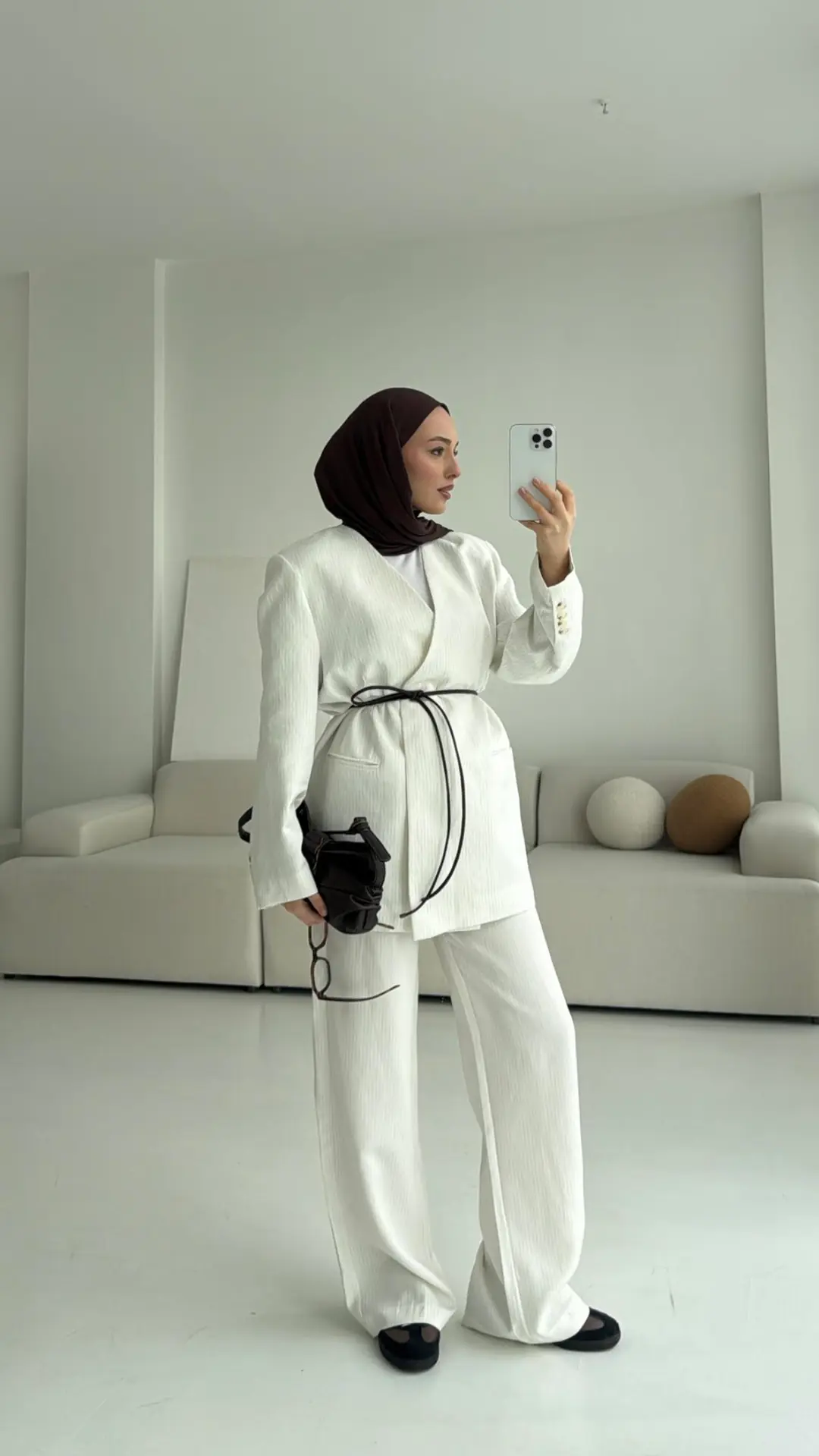 Kahve Deri Kemerli Takım - Görsel 5