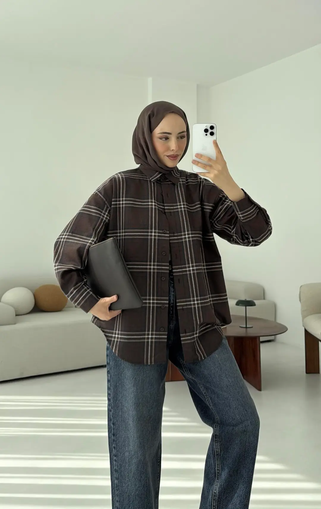 Kahve  Ekose Gömlek - Görsel 6