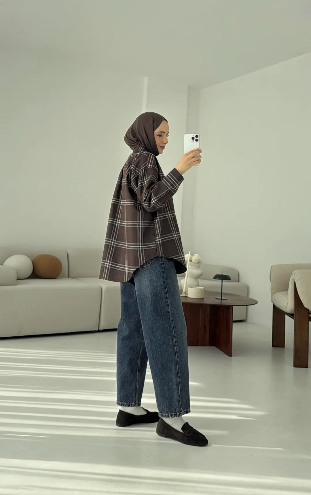 Kahve  Ekose Gömlek - Görsel 7