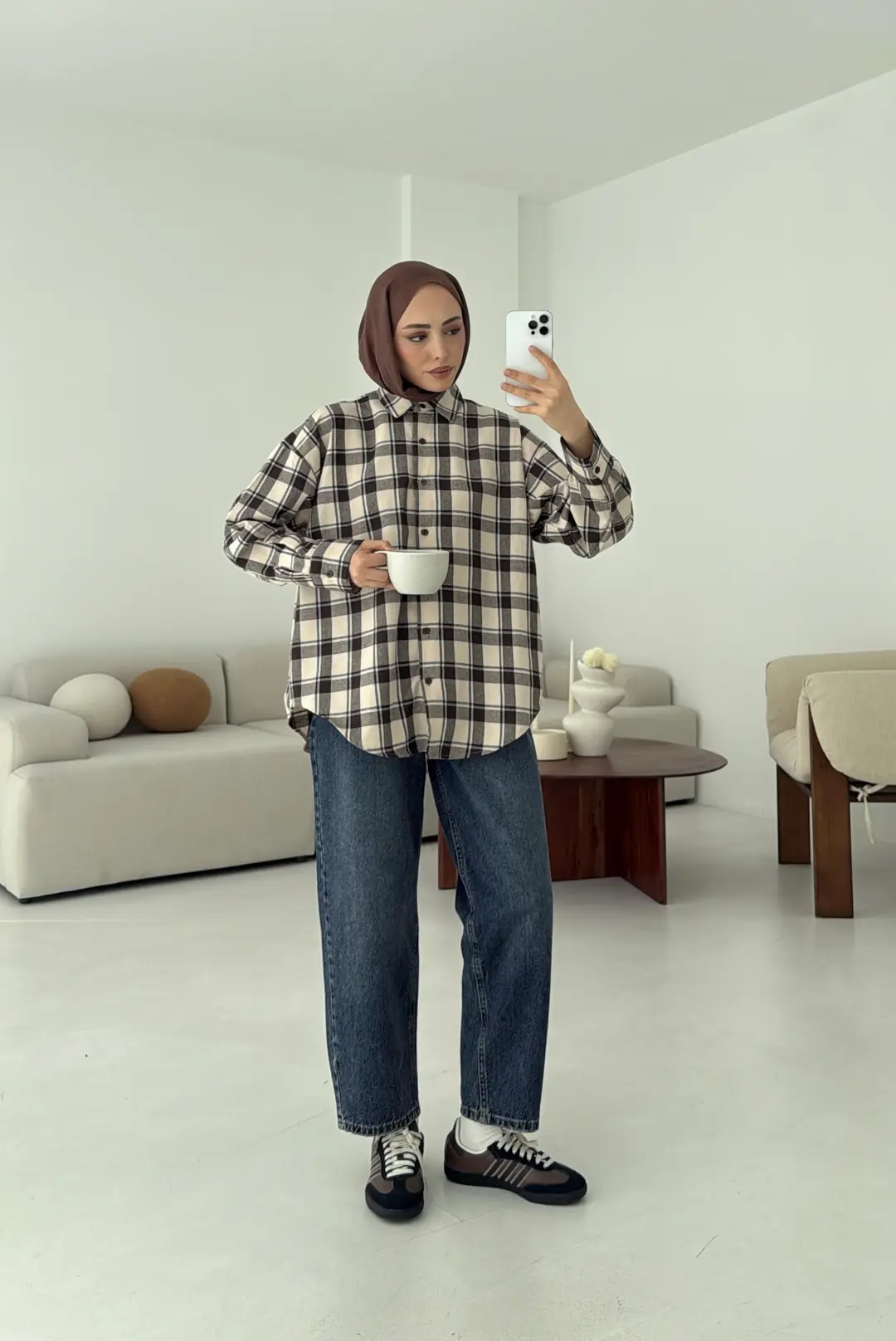 Kahve Geçişli Ekose Gömlek - Görsel 6