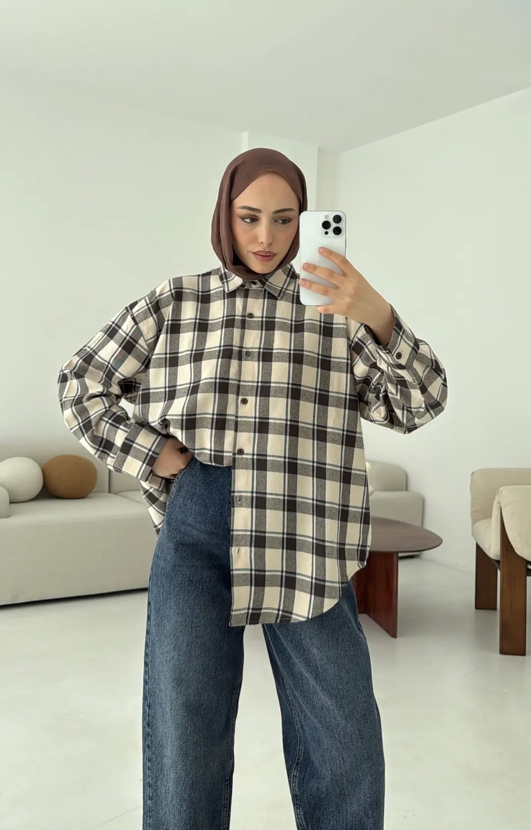 Kahve Geçişli Ekose Gömlek - Görsel 7