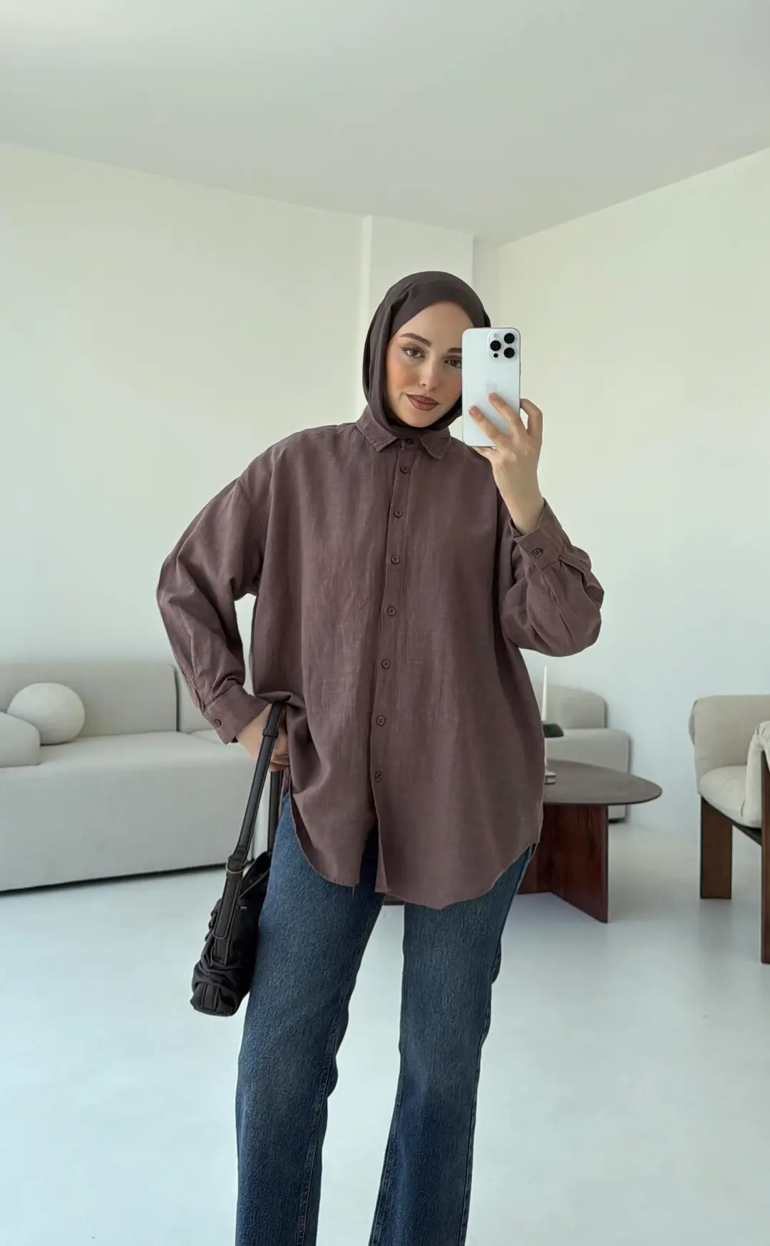Kahve Keten Gömlek