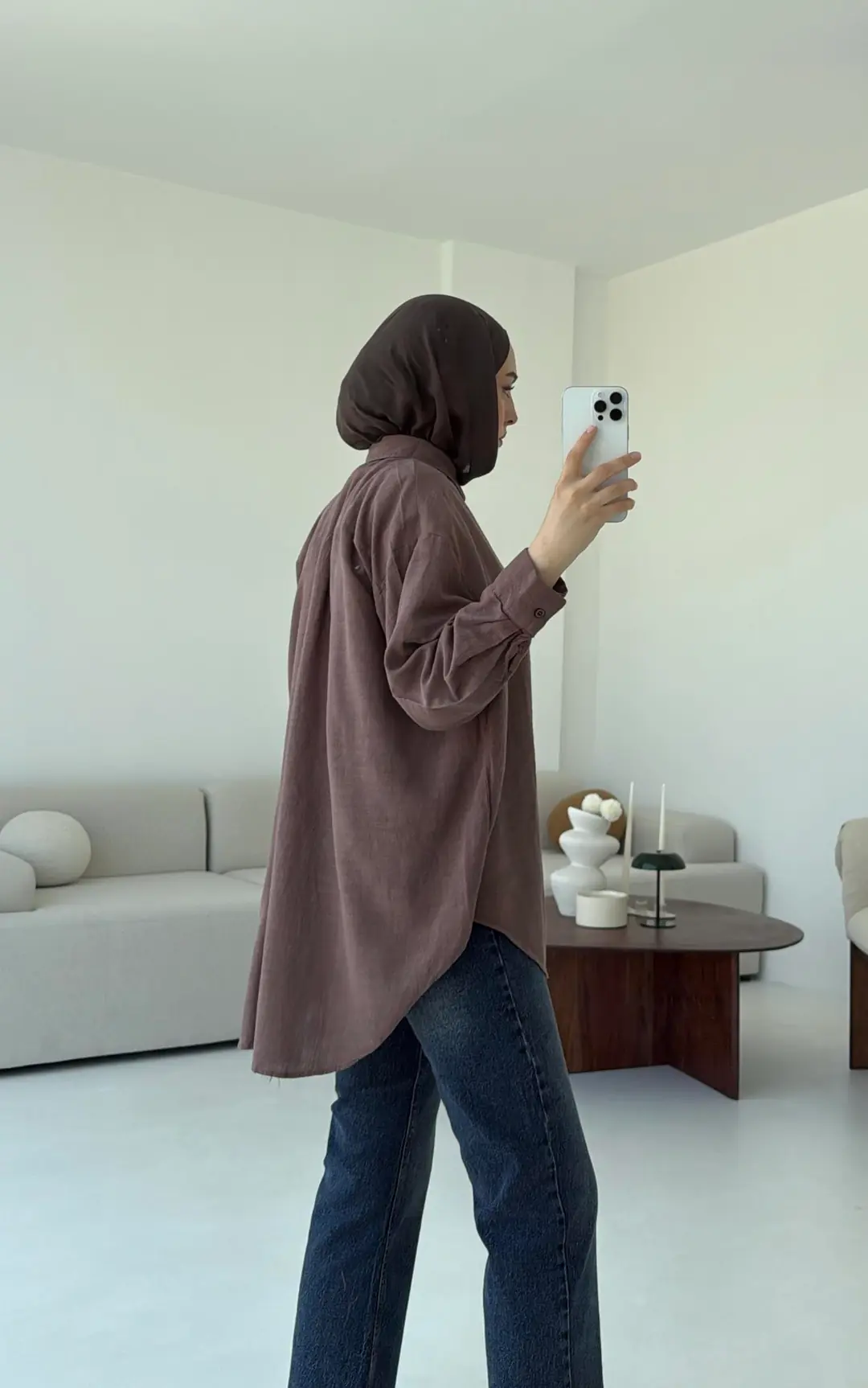 Kahve Keten Gömlek - Görsel 7