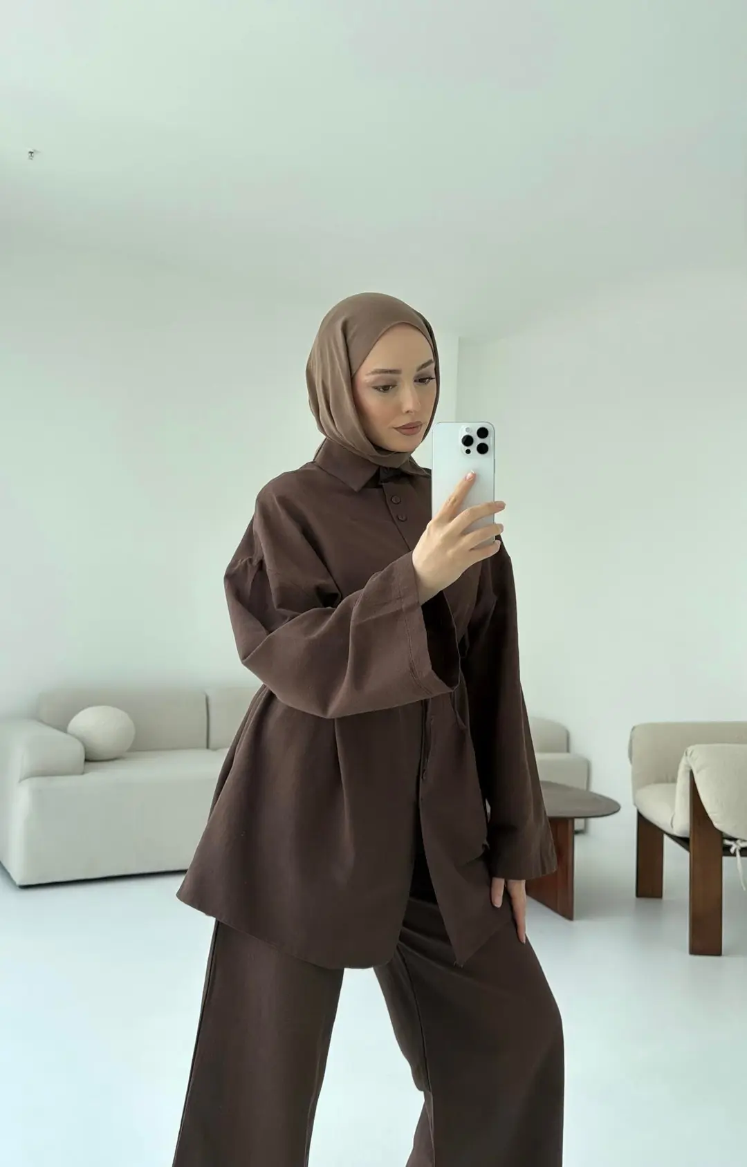 Kahve Keten Takım - Görsel 2