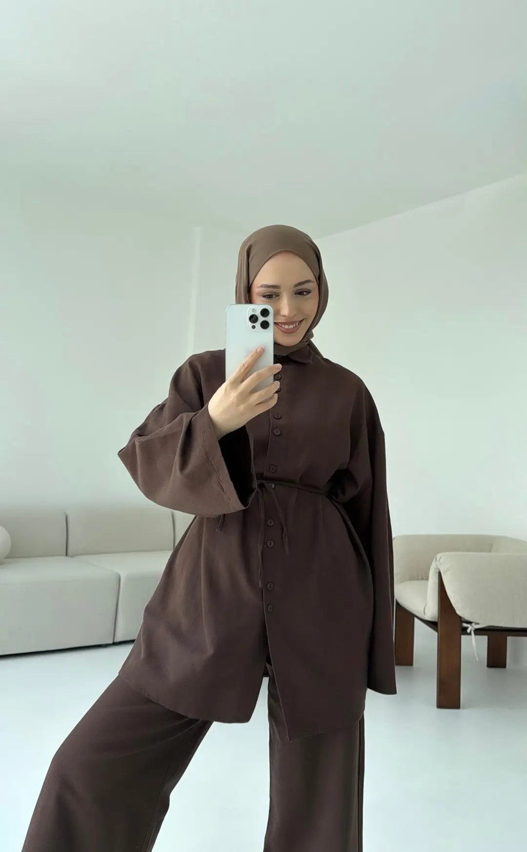 Kahve Keten Takım - Görsel 6