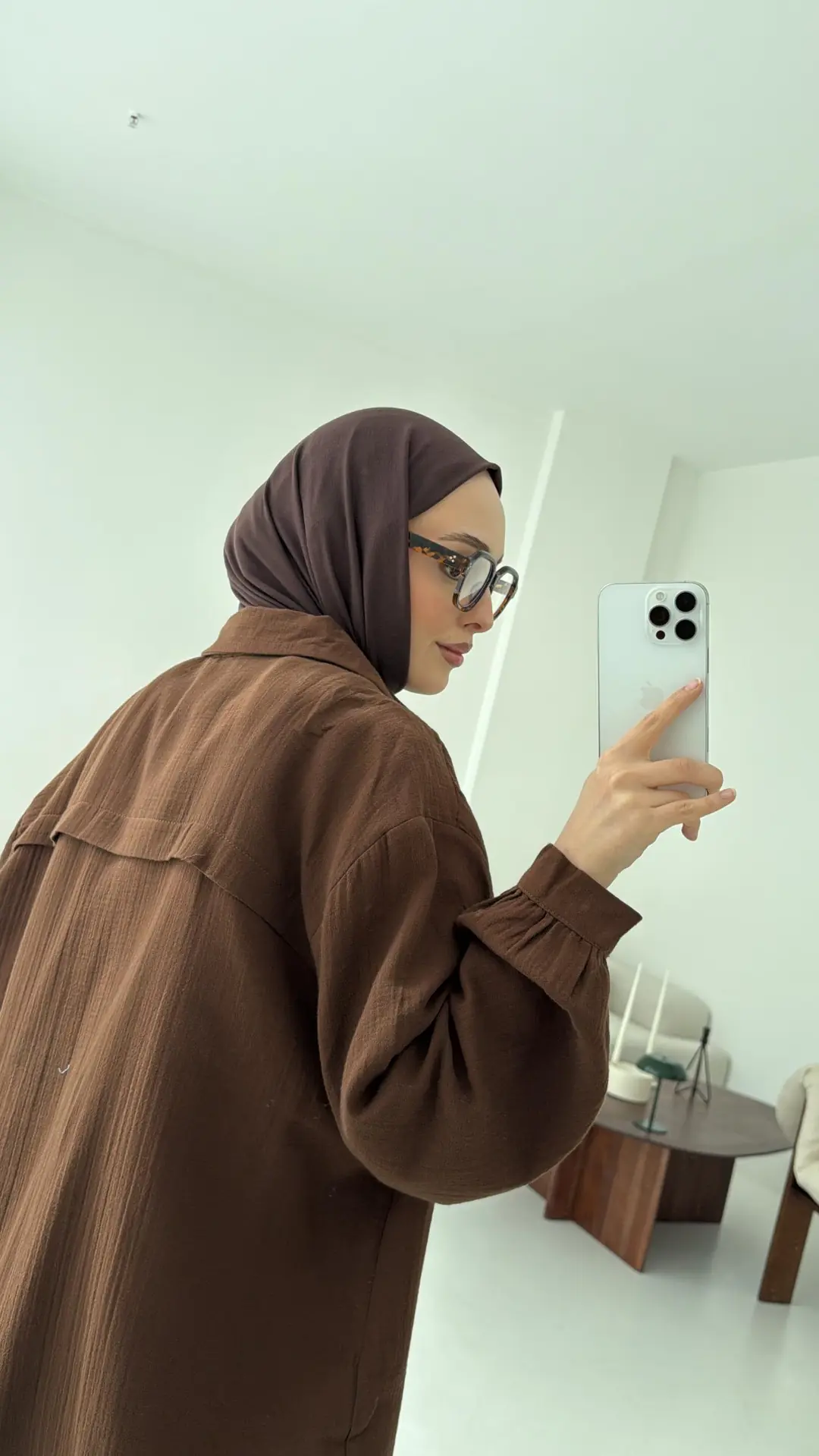 Kahve Müslin Gömlek - Görsel 2