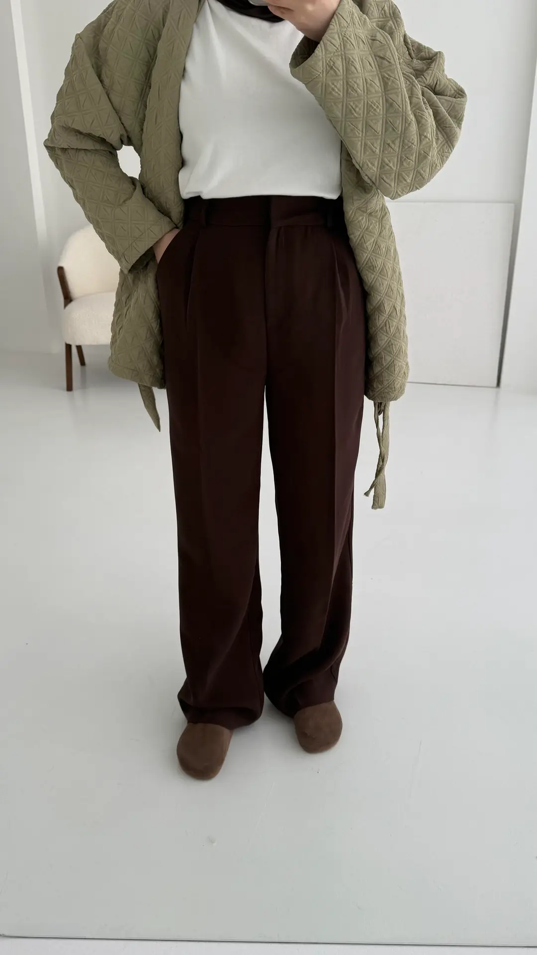 Kahve Tam Boy Pantolon