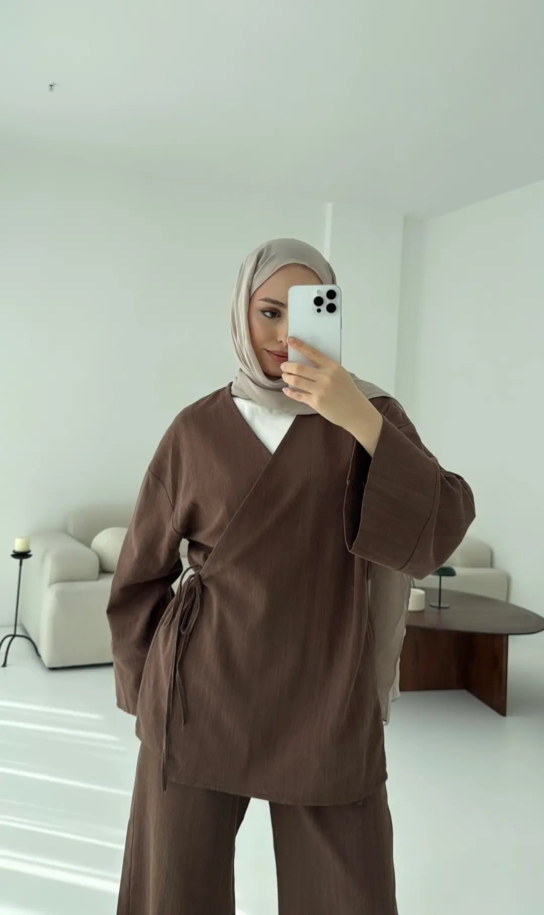 Kahve Yandan Bağlamalı Takım - Görsel 3