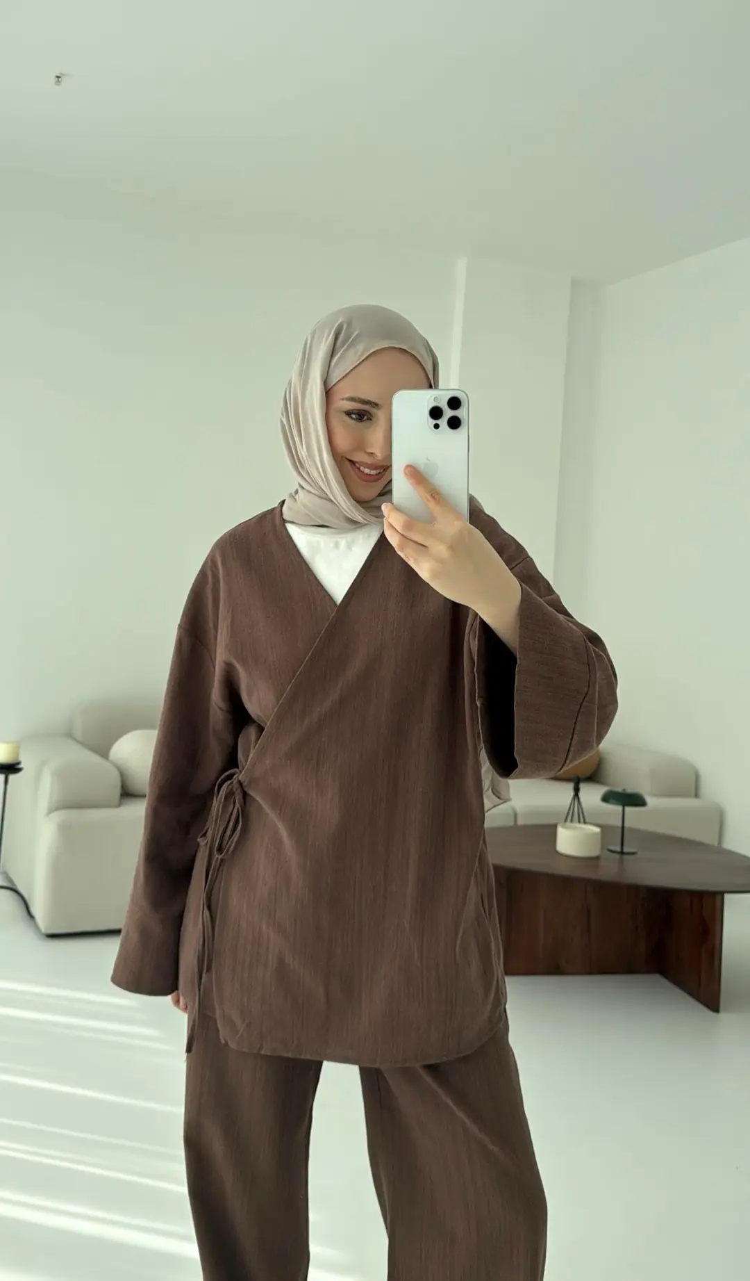 Kahve Yandan Bağlamalı Takım - Görsel 8