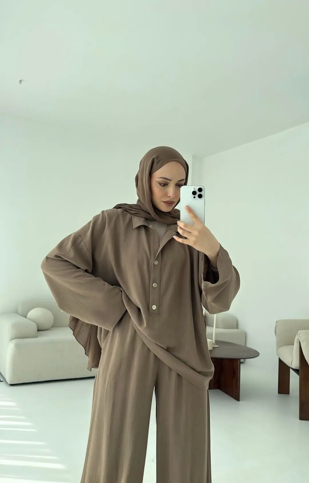 Kahverengi Bluz Takım Bukle - Görsel 2