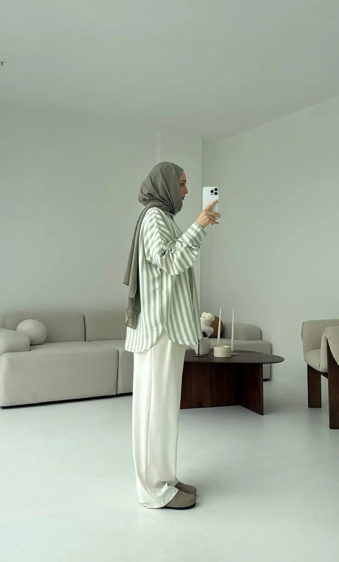 Kalın Çizgili Çağla Gömlek - Görsel 3