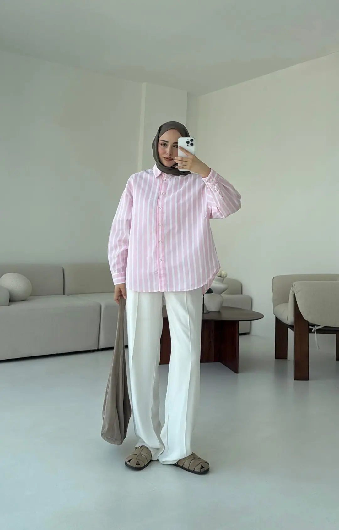 Kalın Çizgili Gömlek Pembe