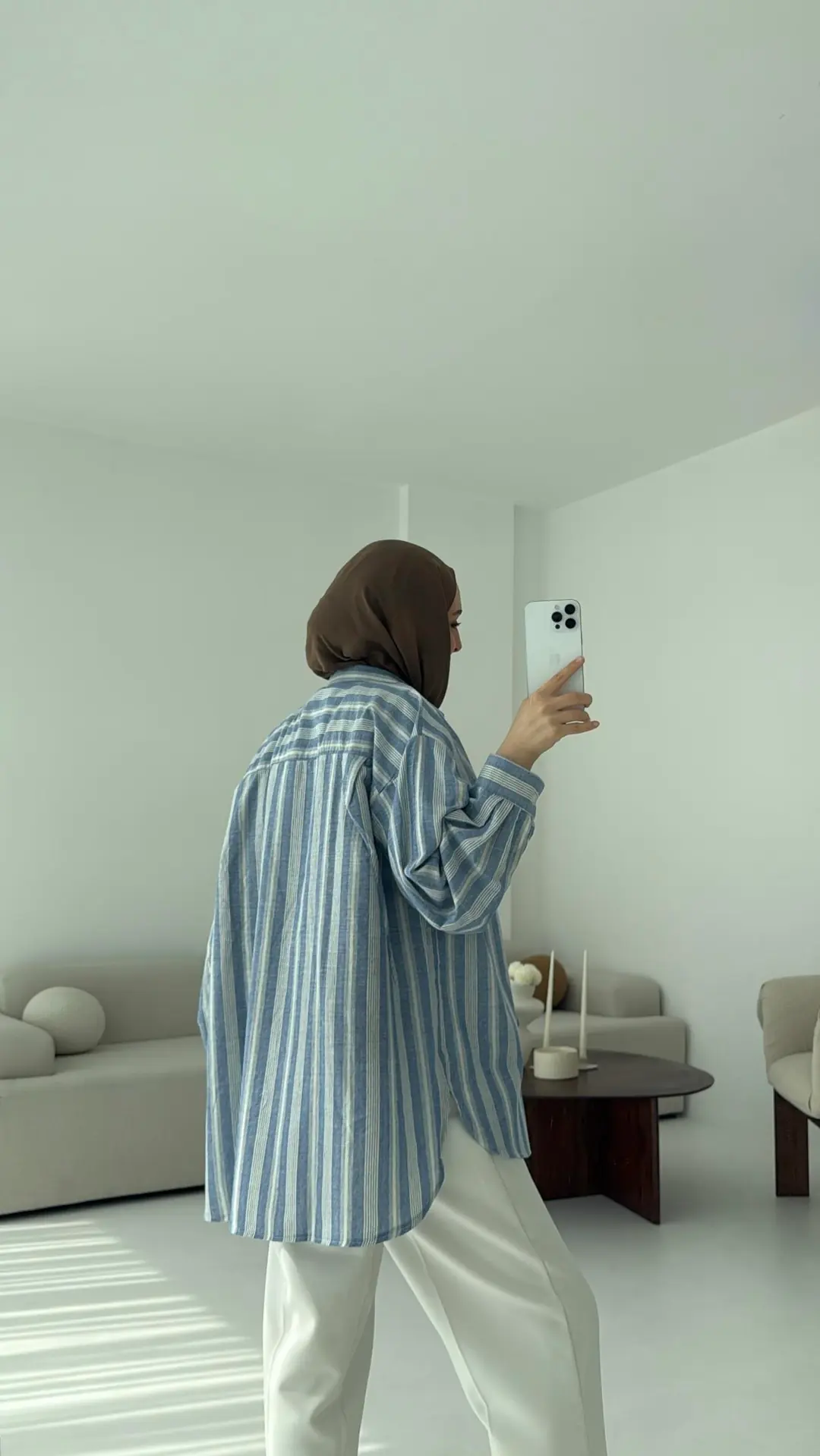 Kalın Çizgili Mavi-Beyaz Gömlek - Görsel 7