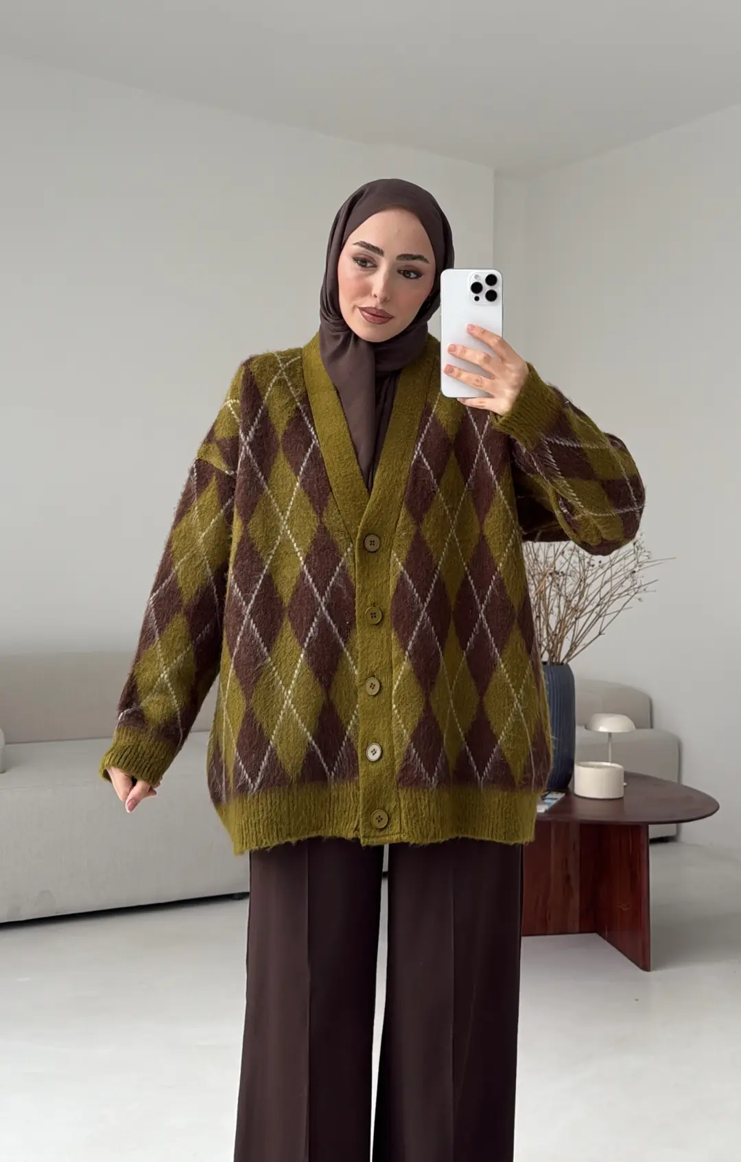 Kalın Hırka Kahve/Zeytin Yeşili - Görsel 4