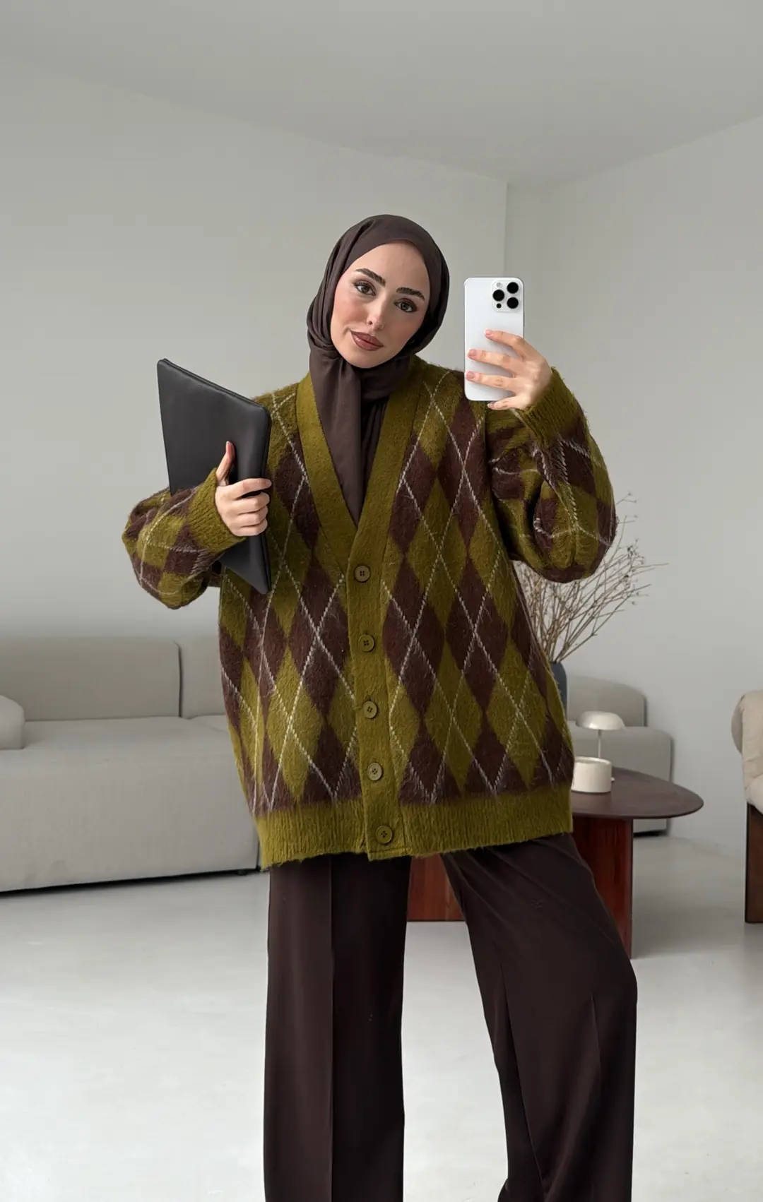 Kalın Hırka Kahve/Zeytin Yeşili - Görsel 8