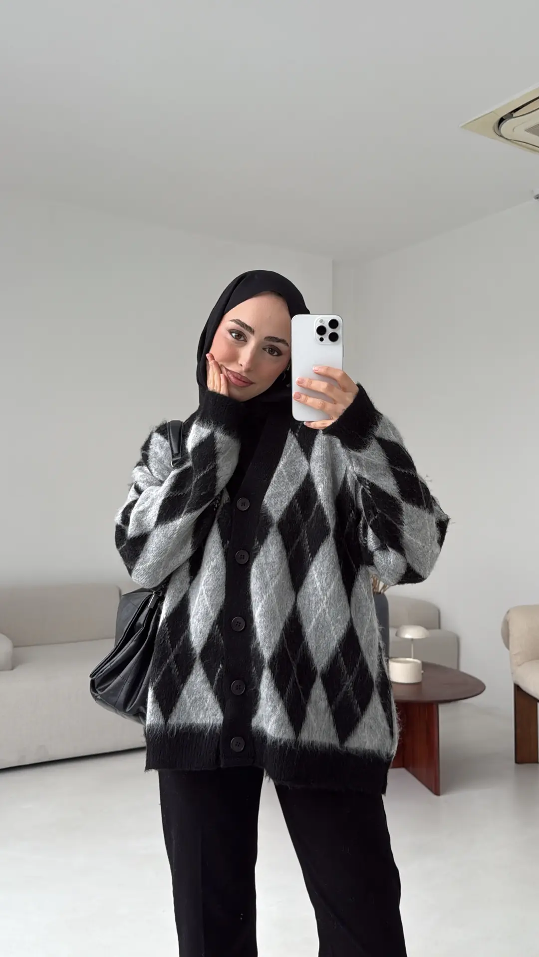 Kalın Hırka Siyah/Gri - Görsel 2