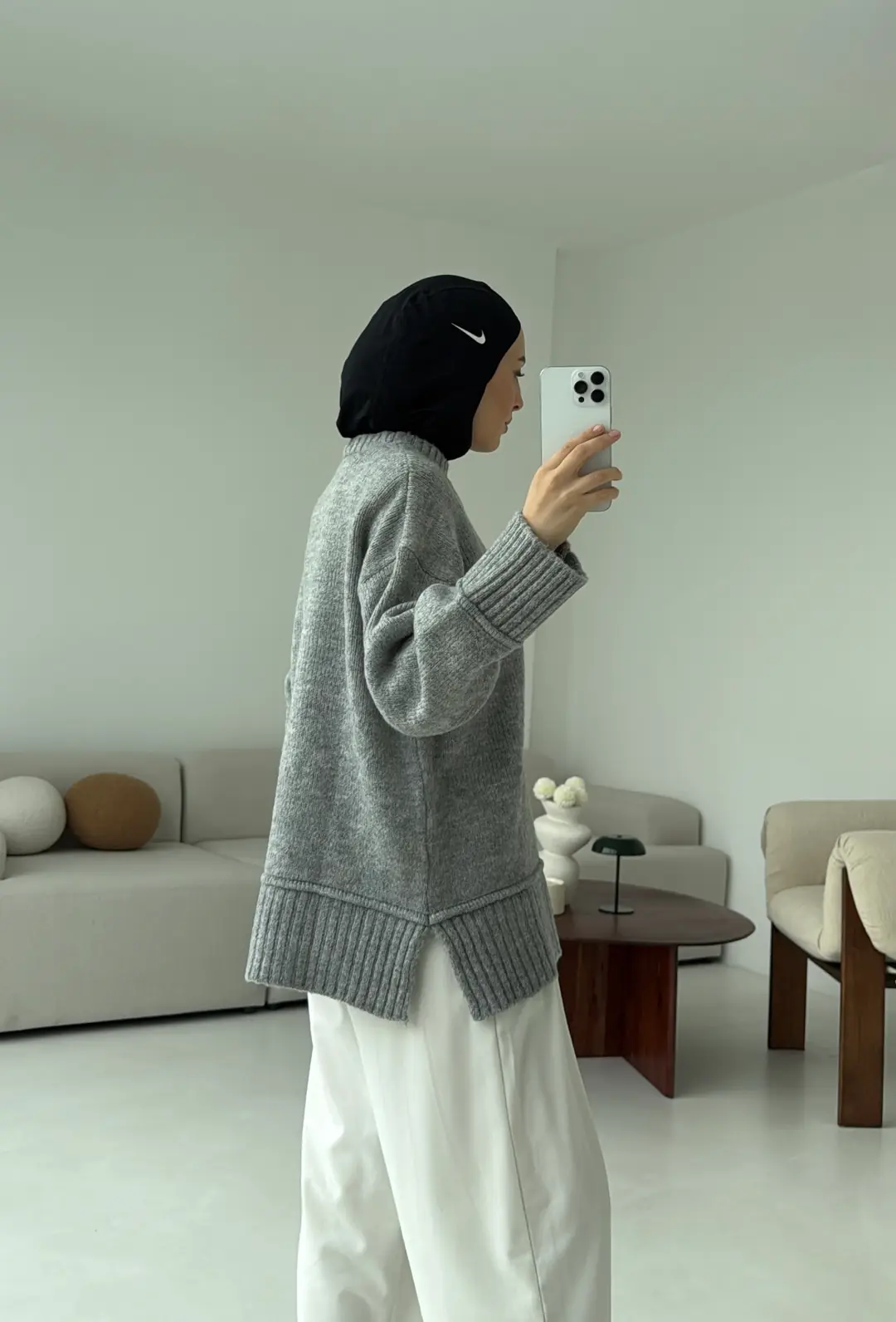 Kalın Manşet Kazak Gri - Görsel 4