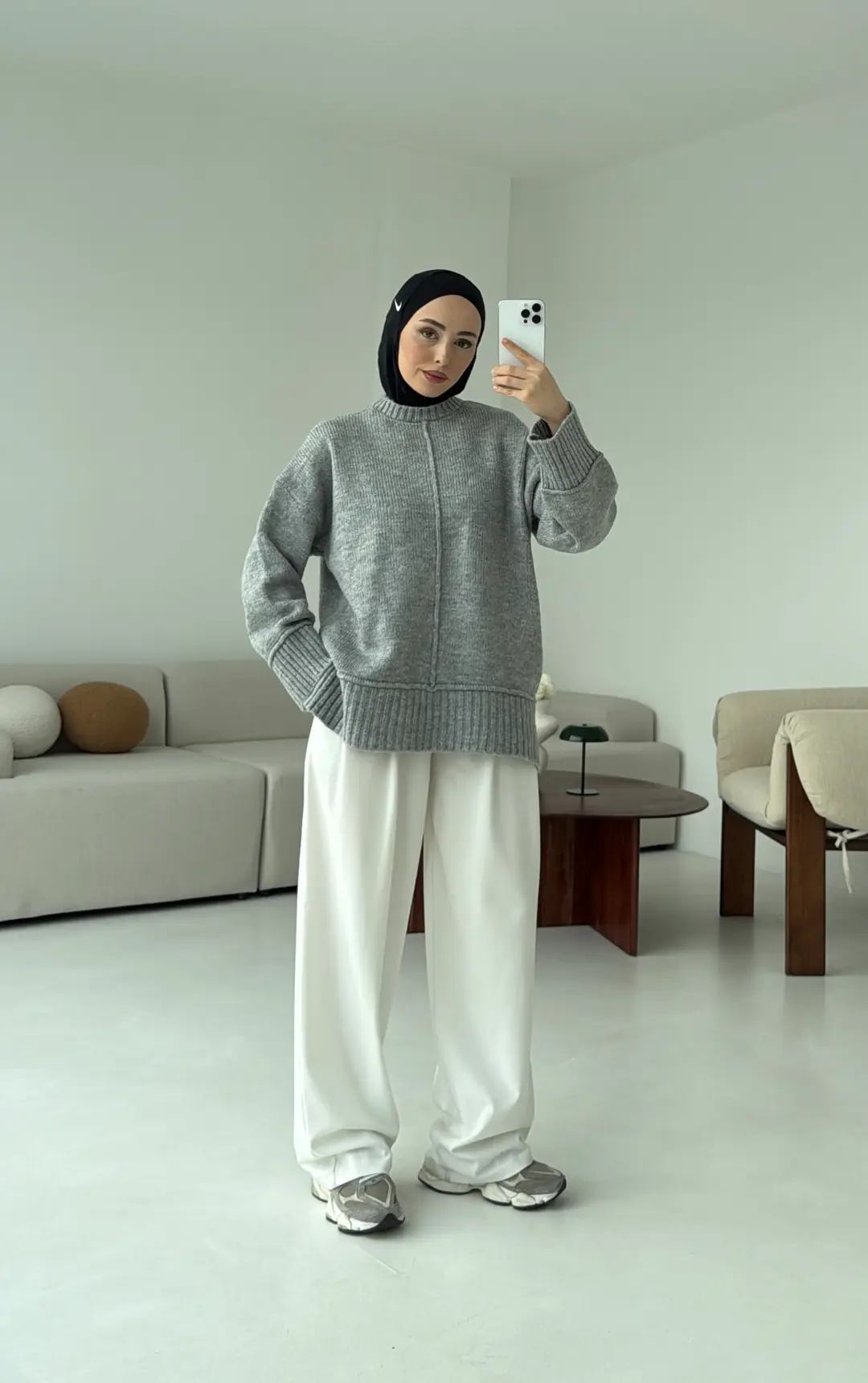 Kalın Manşet Kazak Gri - Görsel 6