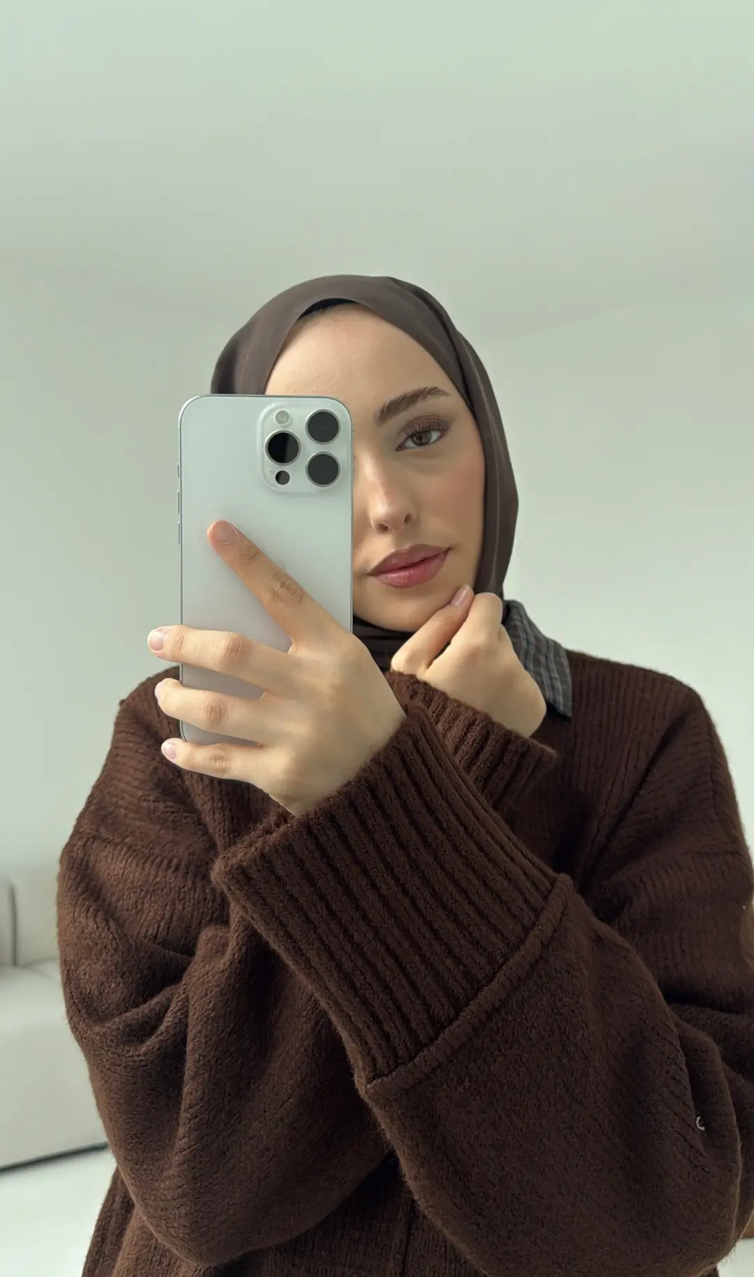 Kalın Manşet Kazak Kahve - Görsel 5