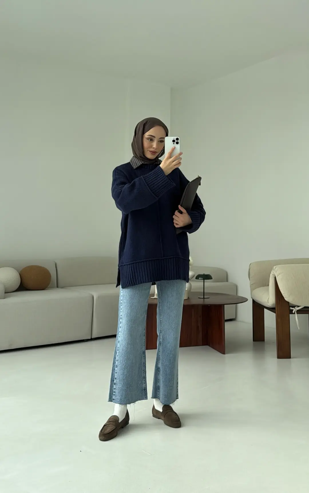 Kalın Manşet Kazak Lacivert - Görsel 4