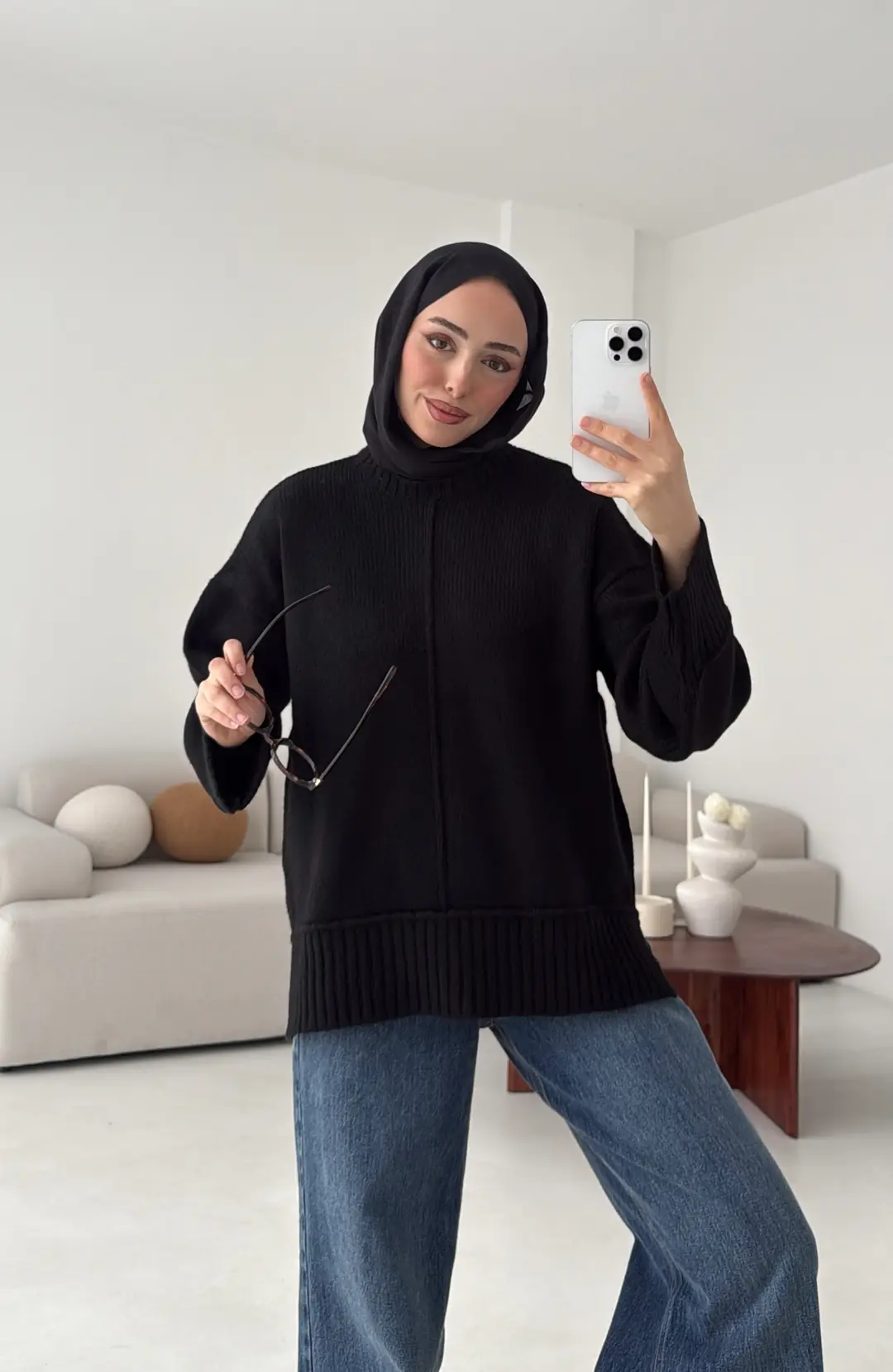 Kalın Manşet Kazak Siyah - Görsel 5