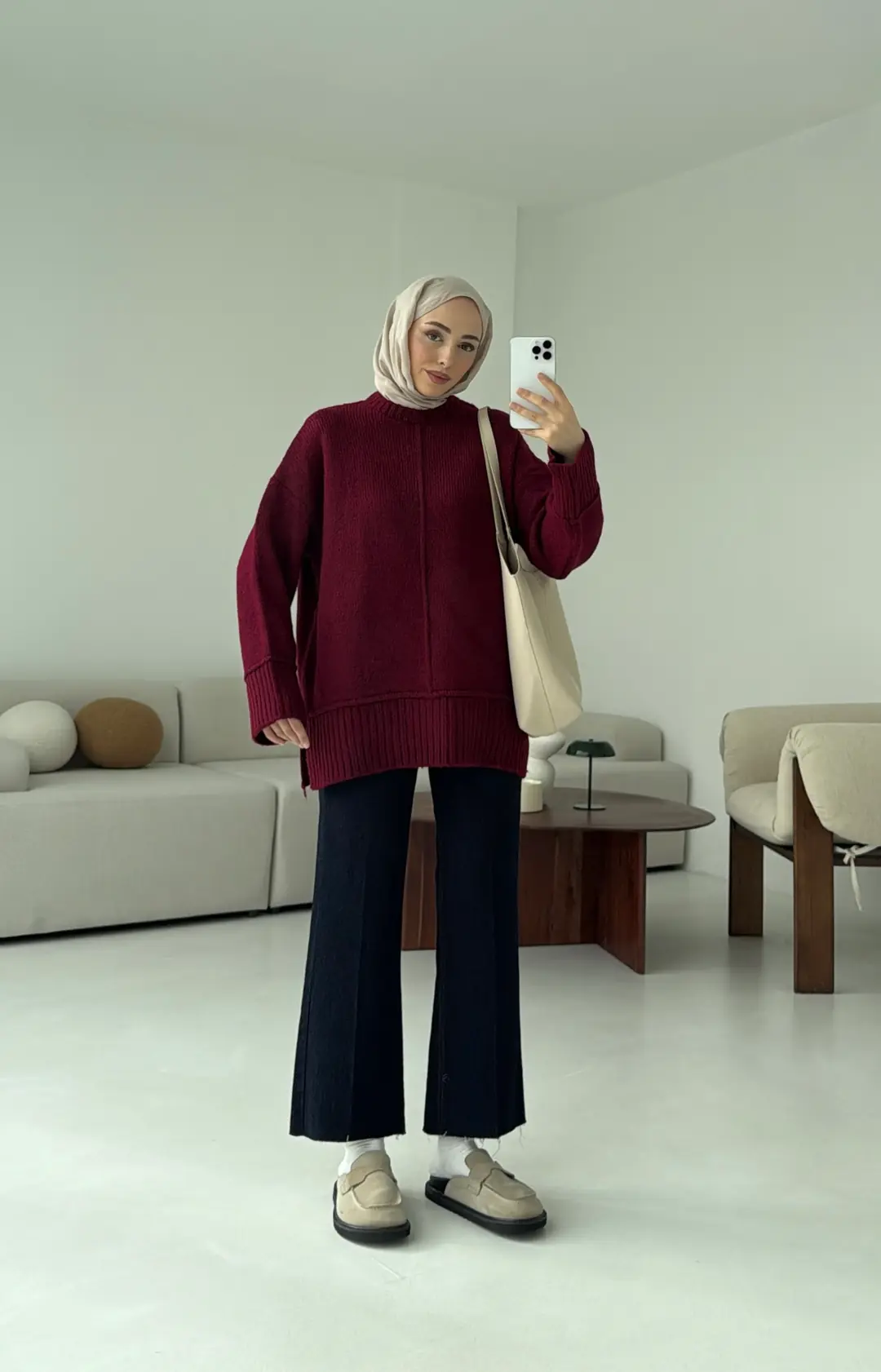 Kalın Manteş Kazak Bordo - Görsel 2