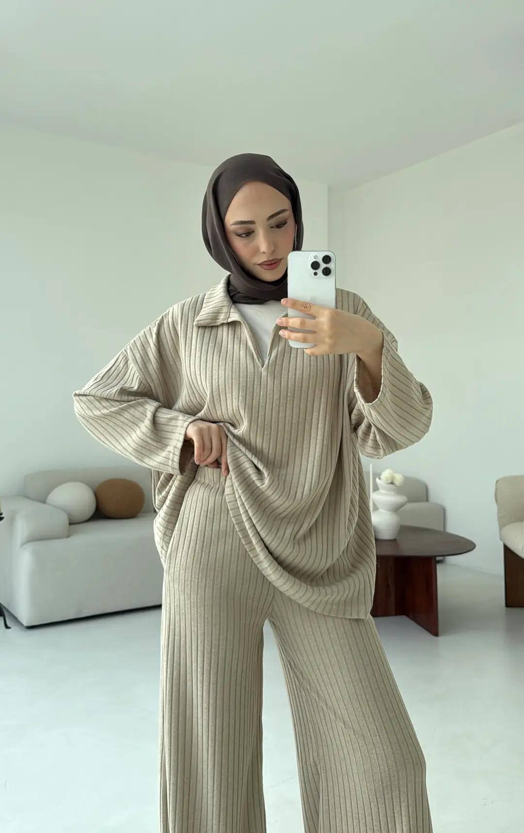 Kaskorse Bluz Pantolon Takım Bej - Görsel 2