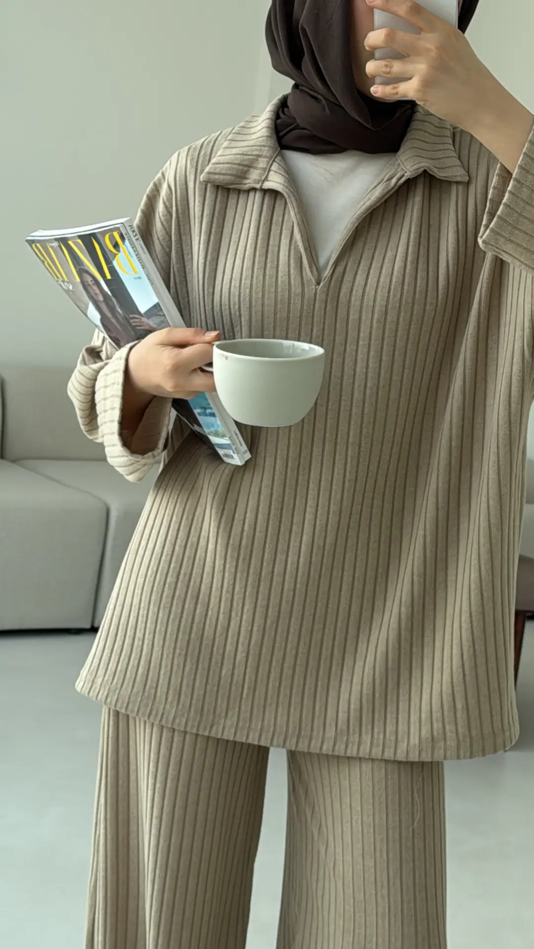 Kaskorse Bluz Pantolon Takım Bej - Görsel 7