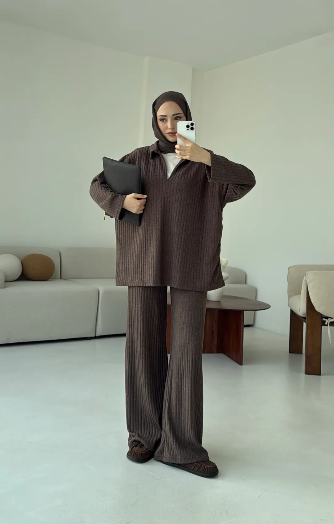 Kaskorse Bluz Pantolon Takım Kahve - Görsel 2