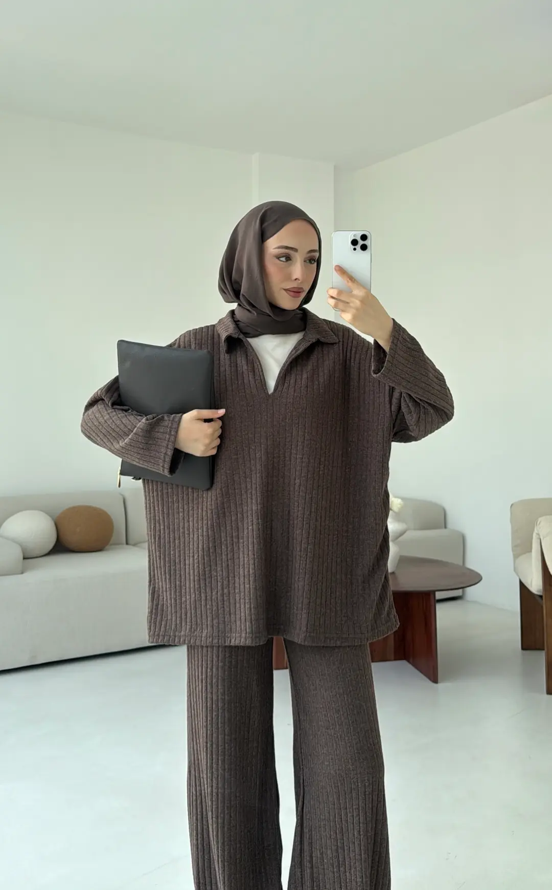 Kaskorse Bluz Pantolon Takım Kahve - Görsel 3