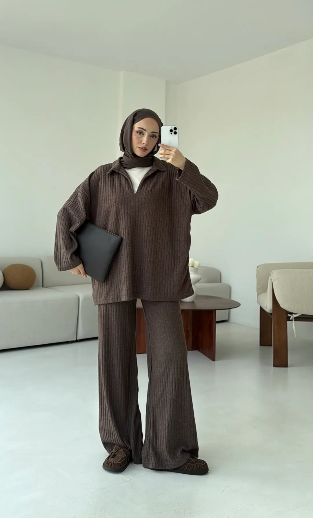 Kaskorse Bluz Pantolon Takım Kahve - Görsel 7