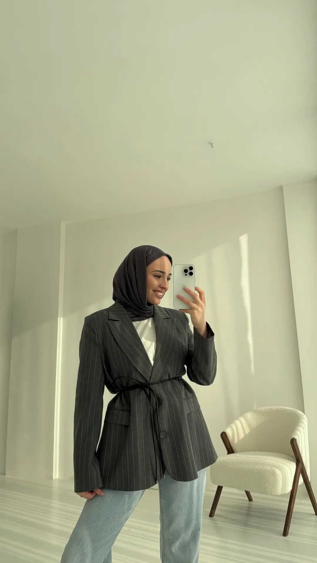 Kemer Detaylı Blazer Ceket Antrasit - Görsel 3