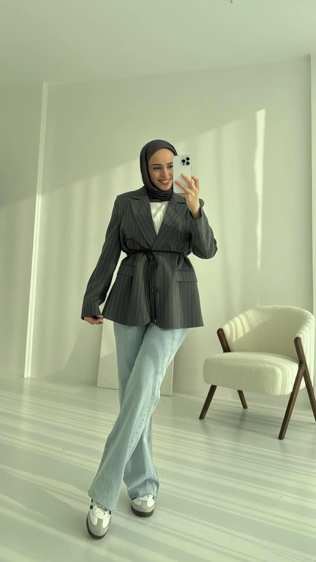 Kemer Detaylı Blazer Ceket Antrasit - Görsel 4