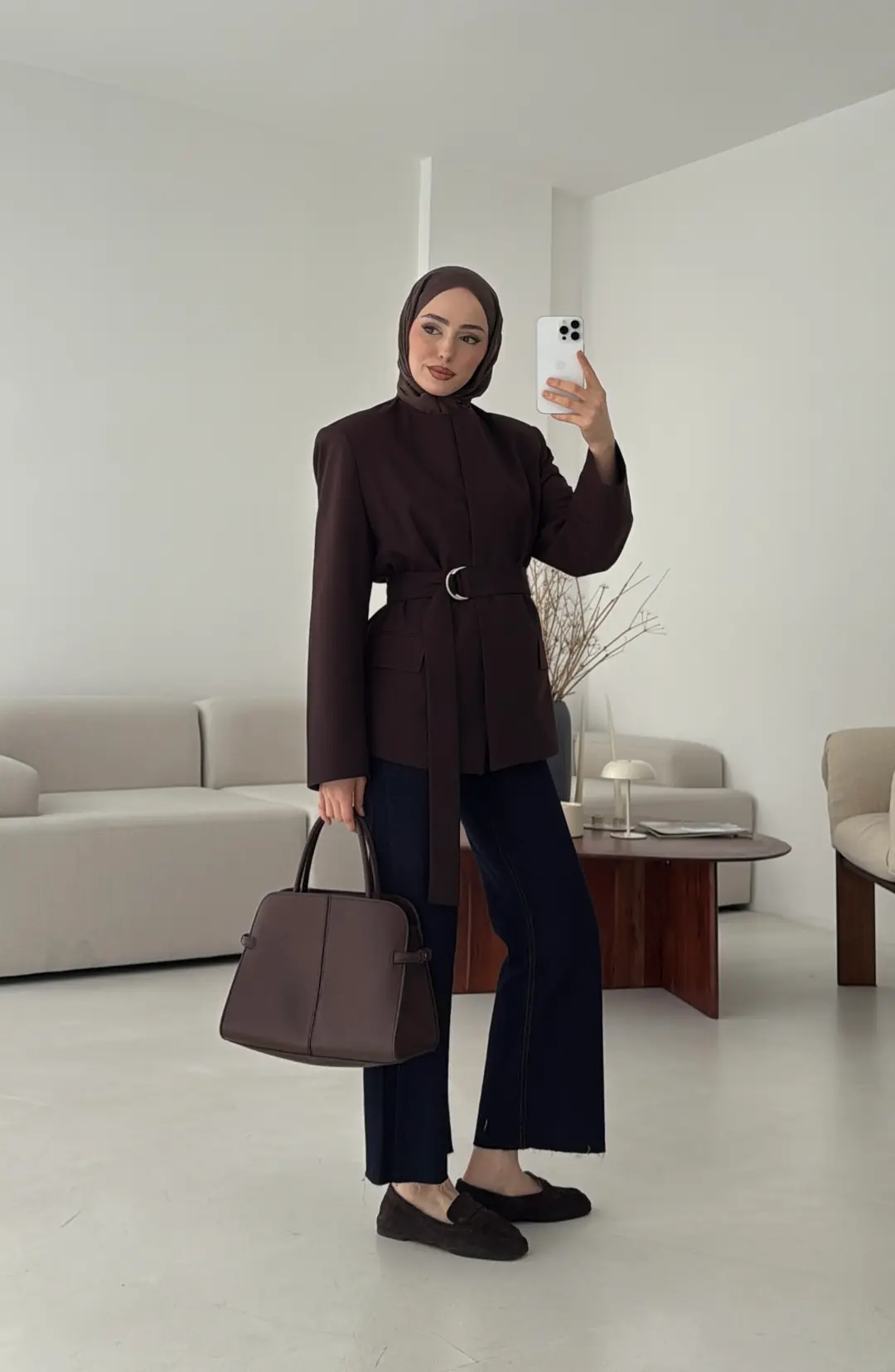 Kemeri Tokalı Ceket Kahve - Görsel 3