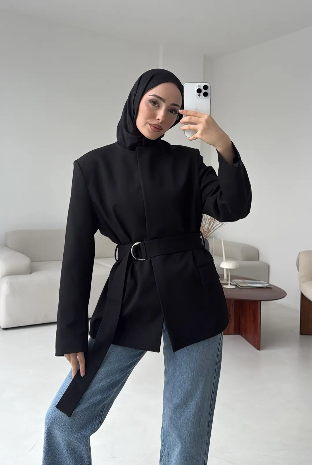 Kemeri Tokalı Ceket Siyah - Görsel 3