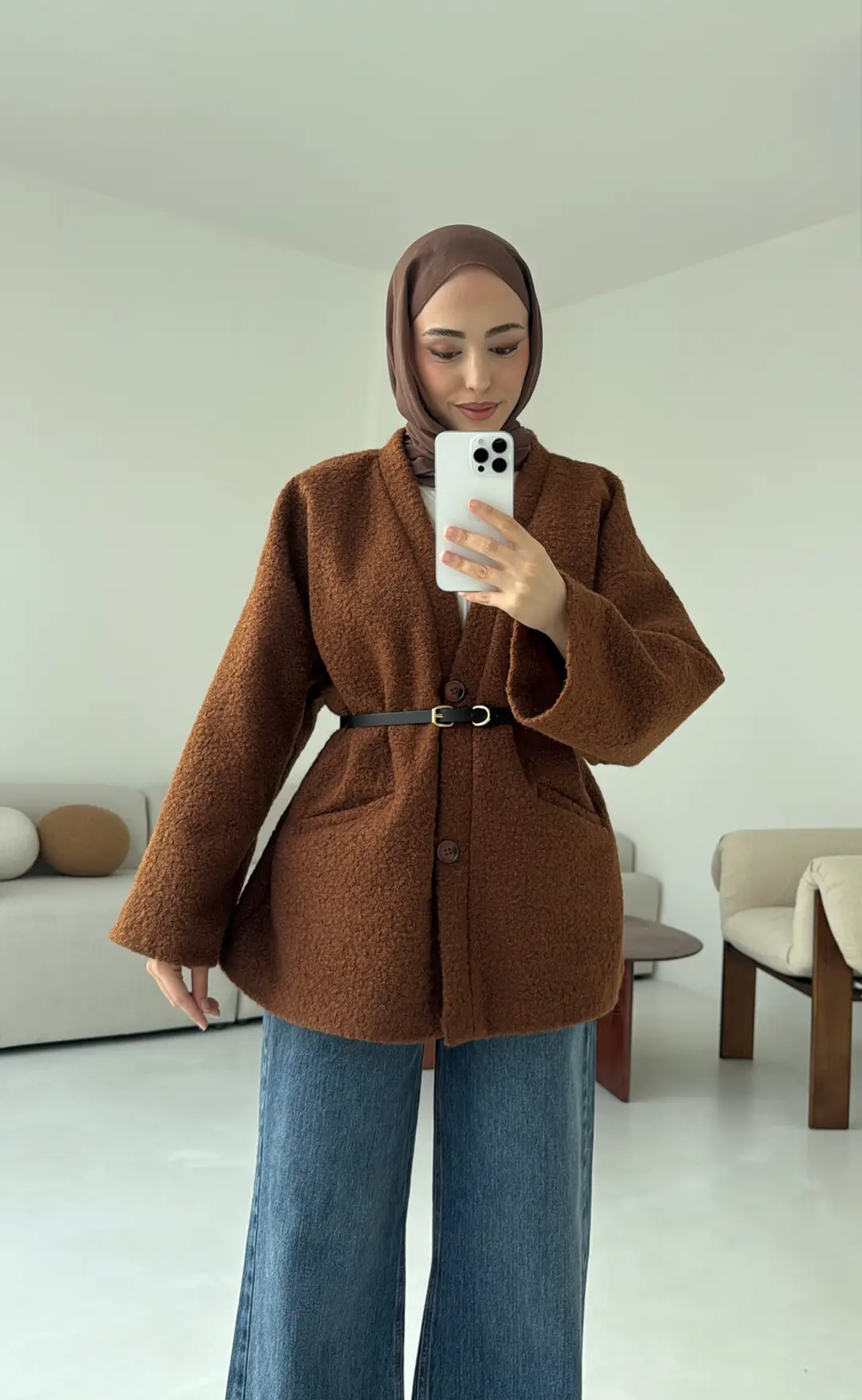 Kemerli Buklet Ceket Kiremit - Görsel 2