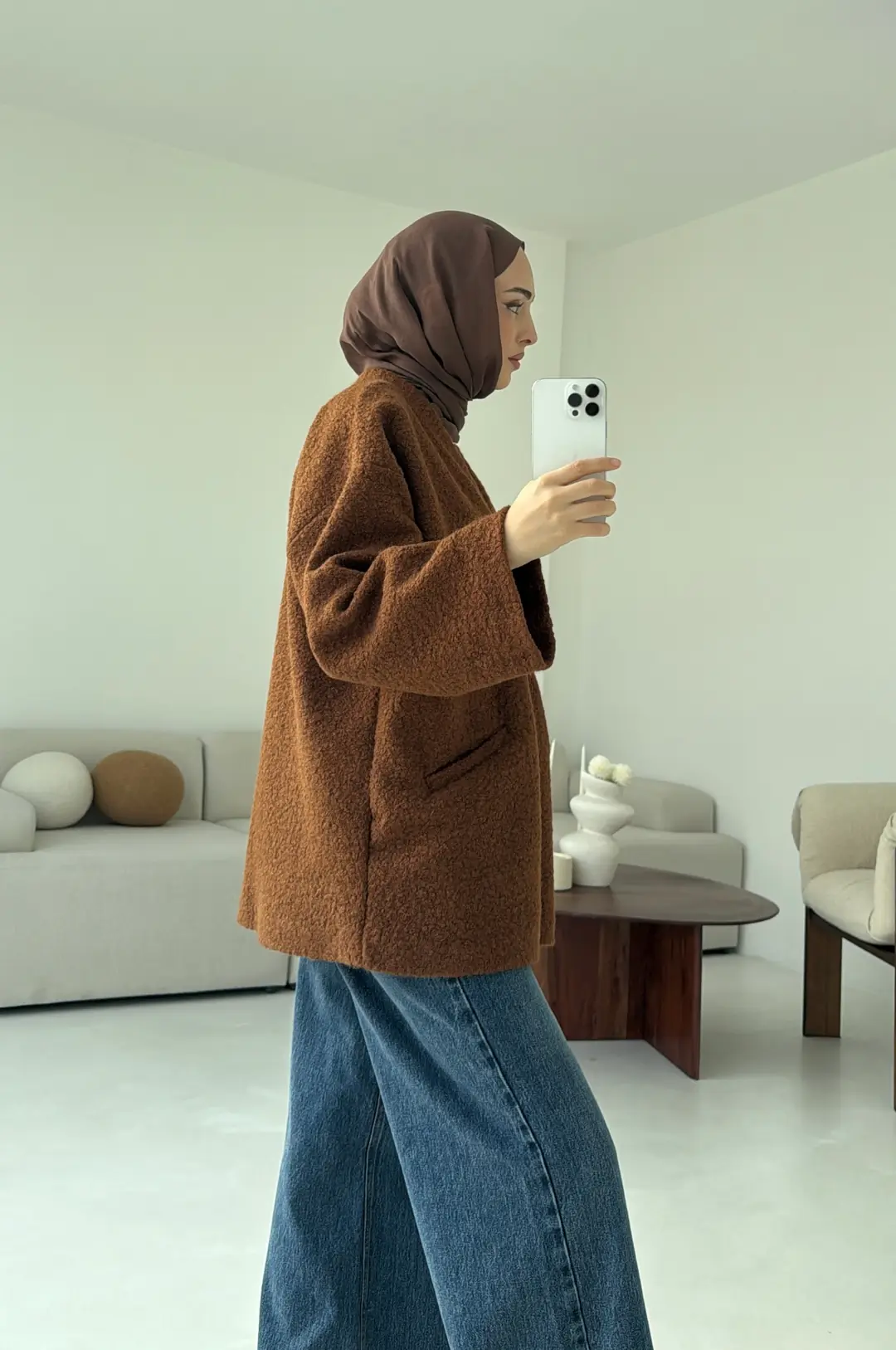 Kemerli Buklet Ceket Kiremit - Görsel 4