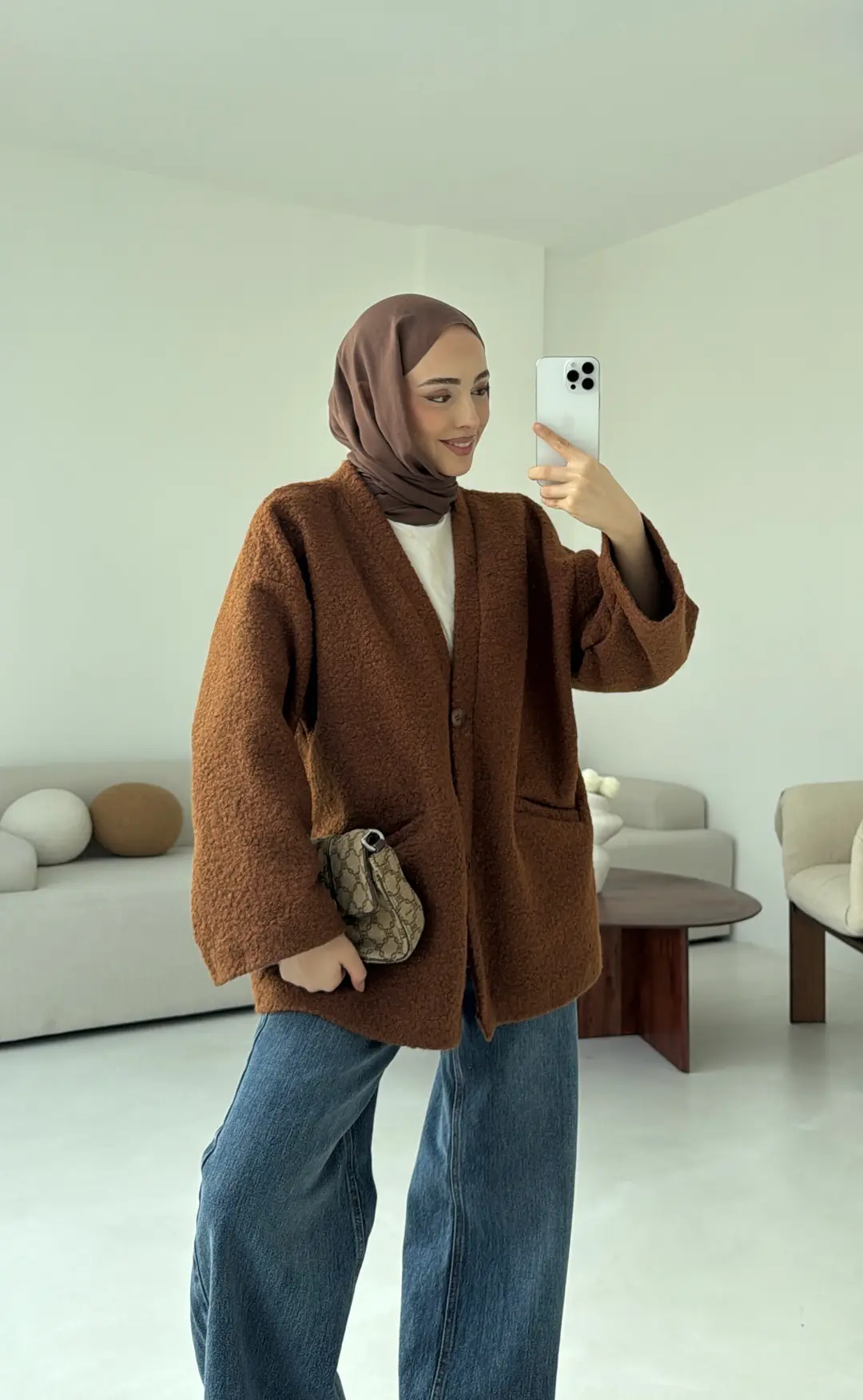 Kemerli Buklet Ceket Kiremit - Görsel 5