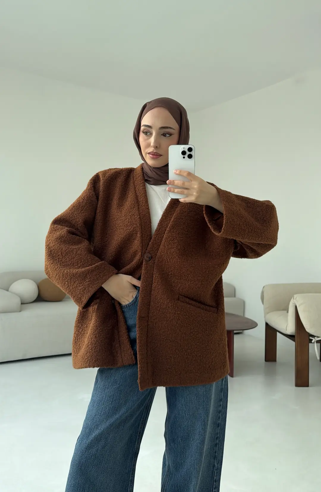 Kemerli Buklet Ceket Kiremit - Görsel 6