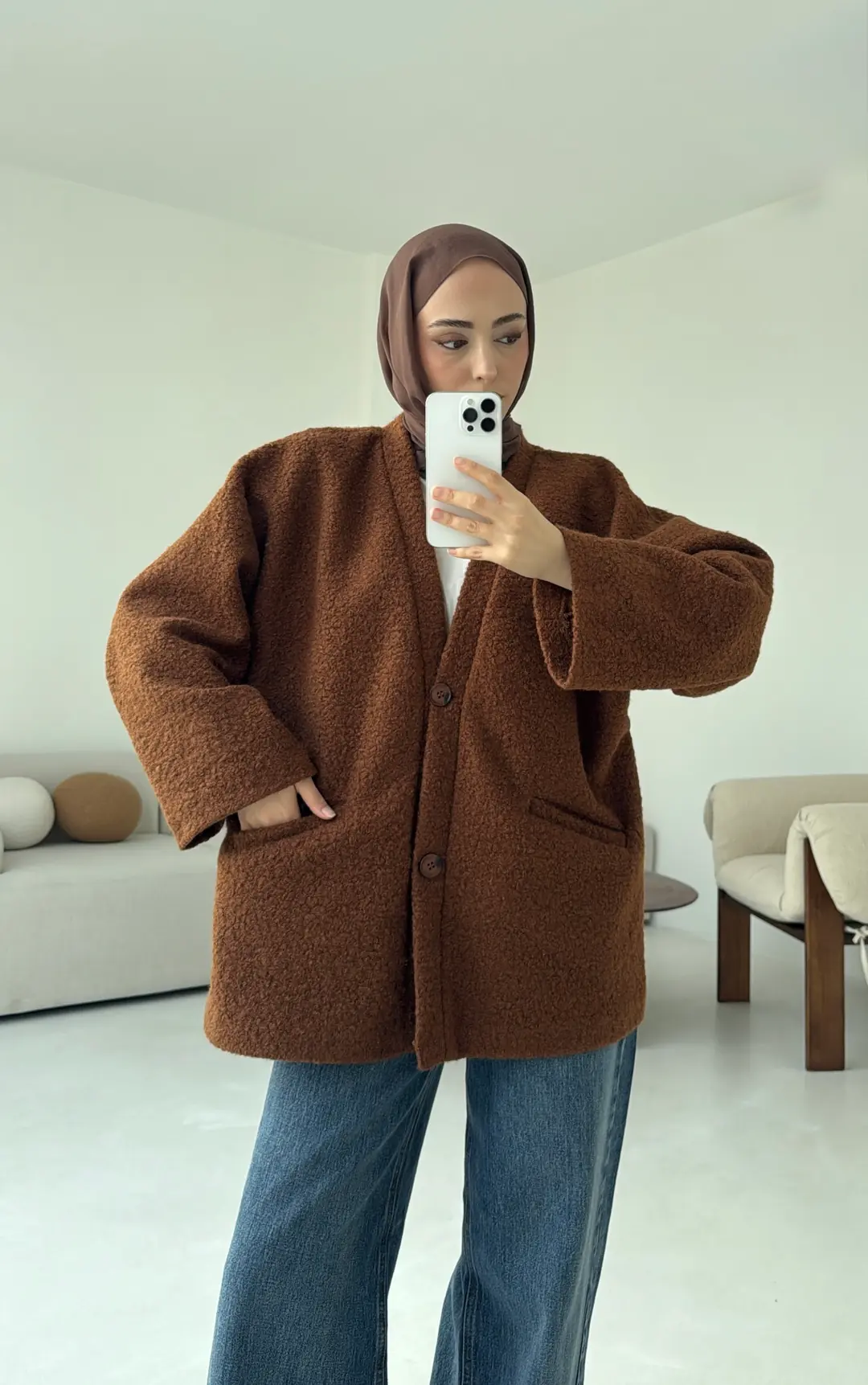 Kemerli Buklet Ceket Kiremit - Görsel 7