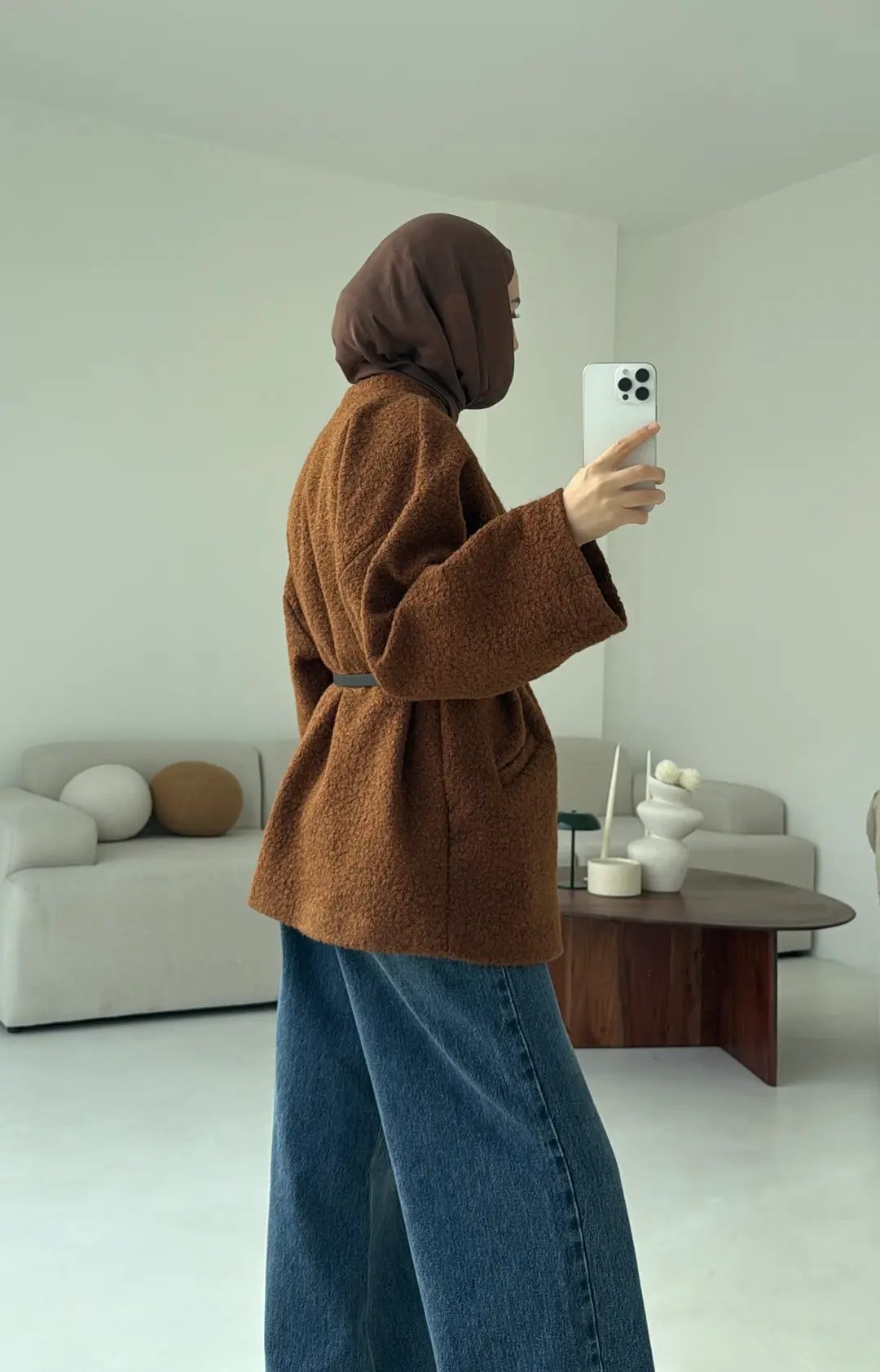 Kemerli Buklet Ceket Kiremit - Görsel 9