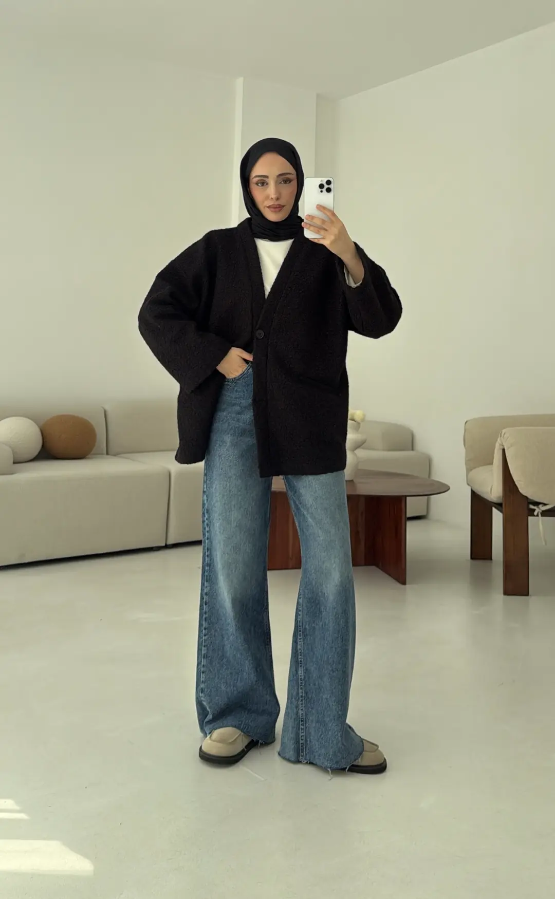 Kemerli Buklet Ceket Siyah - Görsel 2