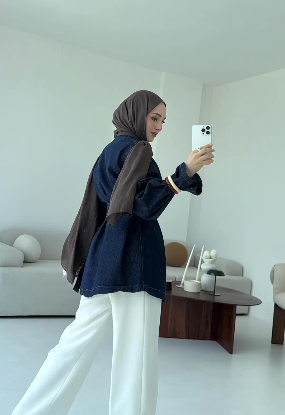 Kemerli Kot Ceket Lacivert