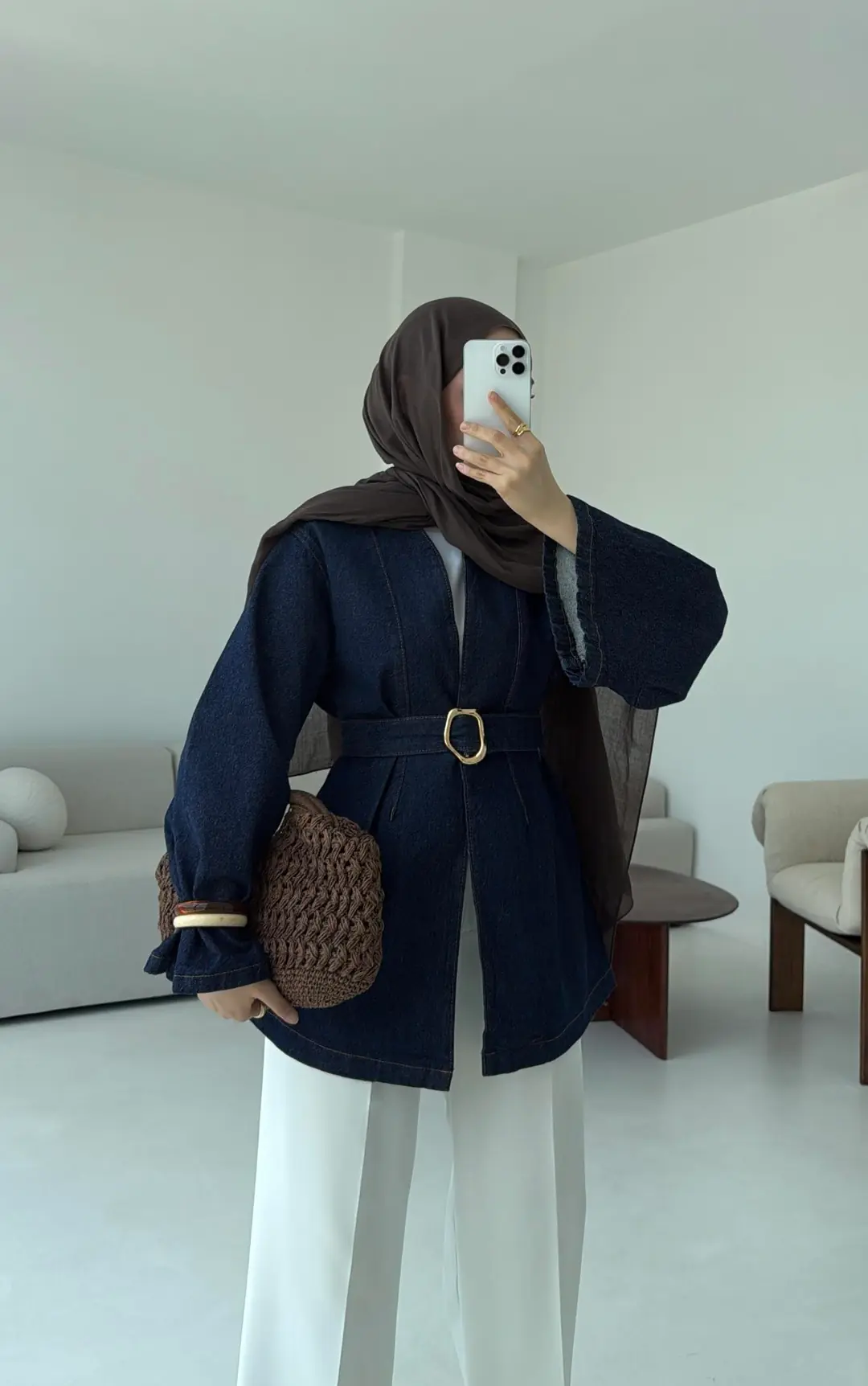 Kemerli Kot Ceket Lacivert - Görsel 7