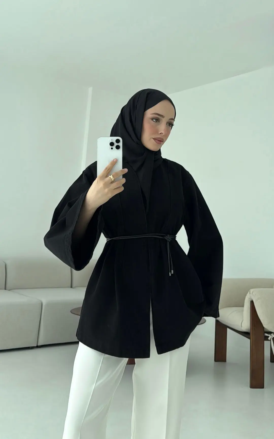 Kemerli Kot Ceket Siyah