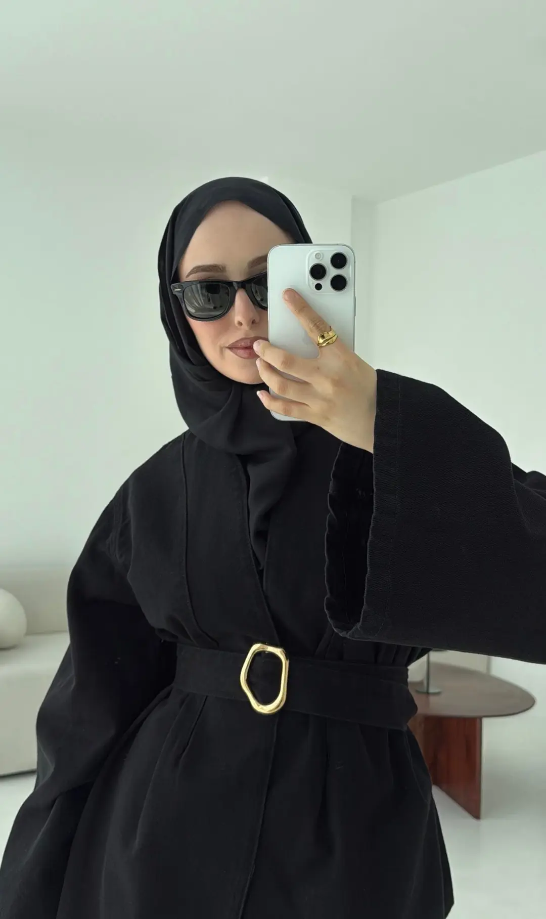 Kemerli Kot Ceket Siyah - Görsel 7