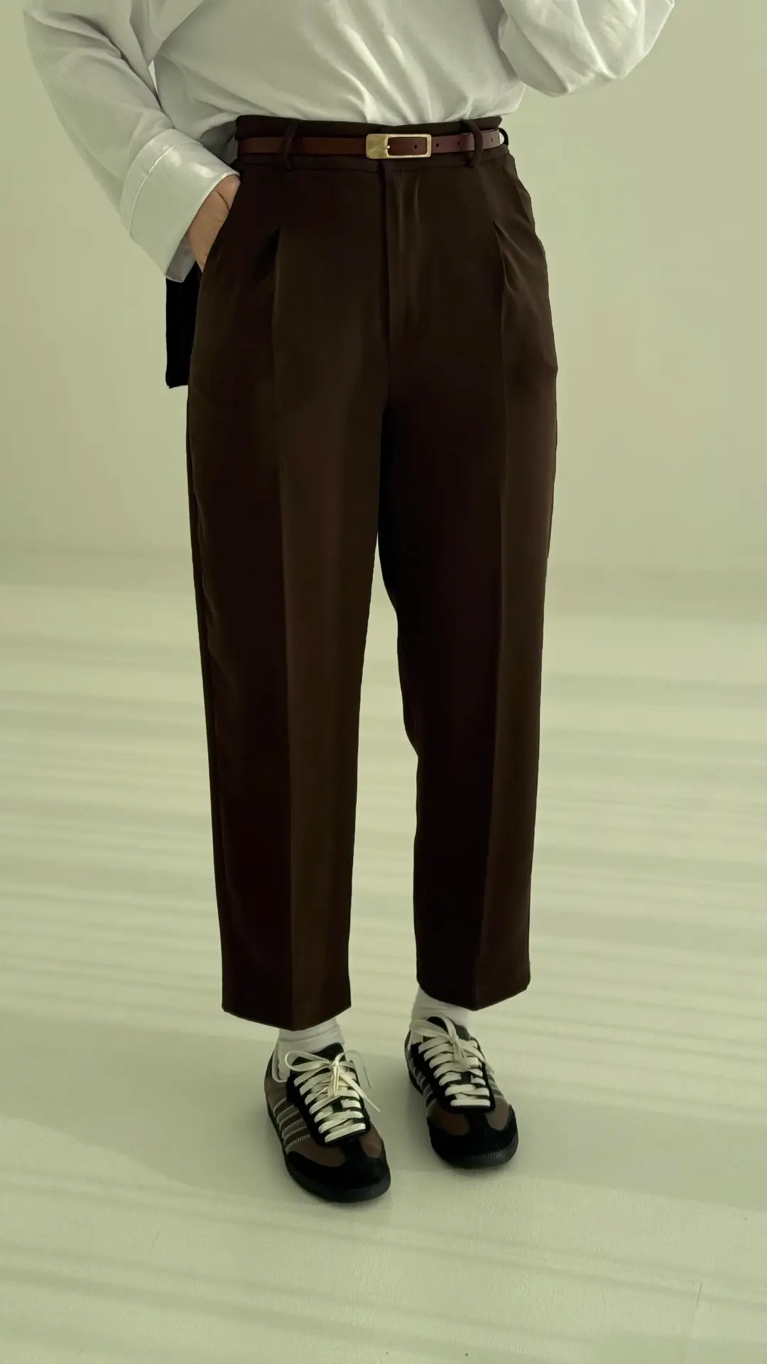 Kemerli Kumaş Pantolon Kahve